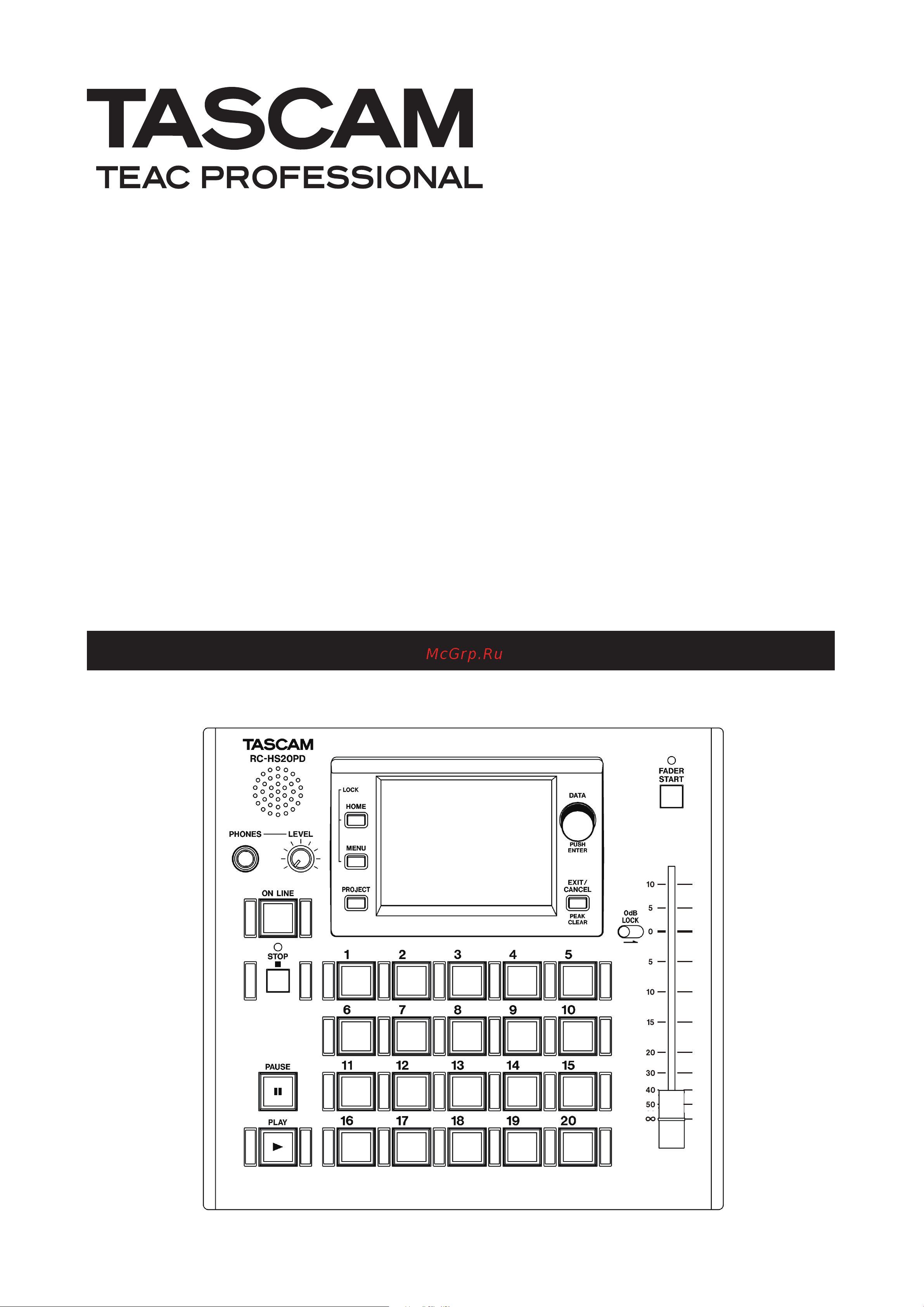 Tascam RC-HS20PD Руководство по эксплуатации онлайн