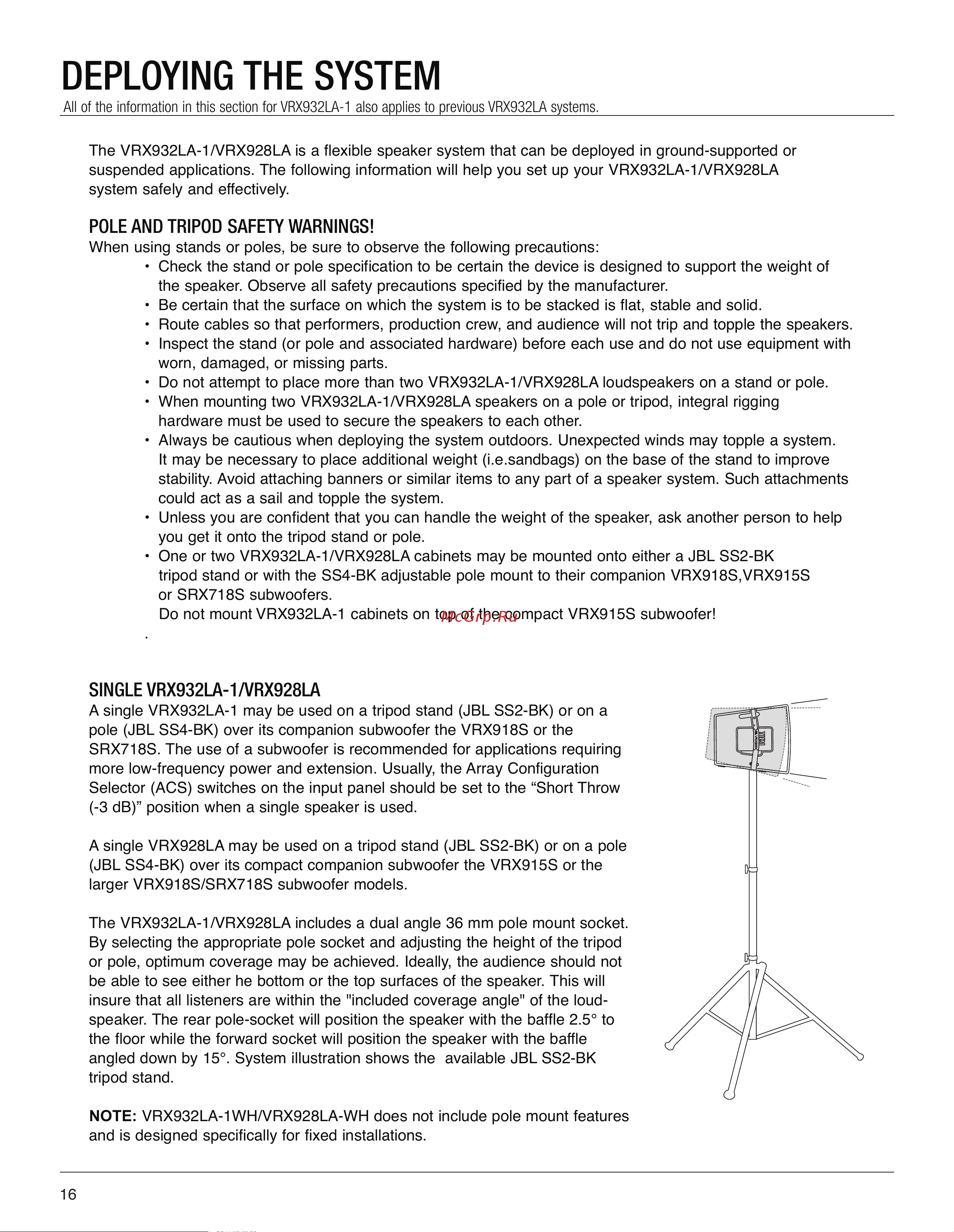 JBL VRX932LA-1 [16/24] Deploying the system