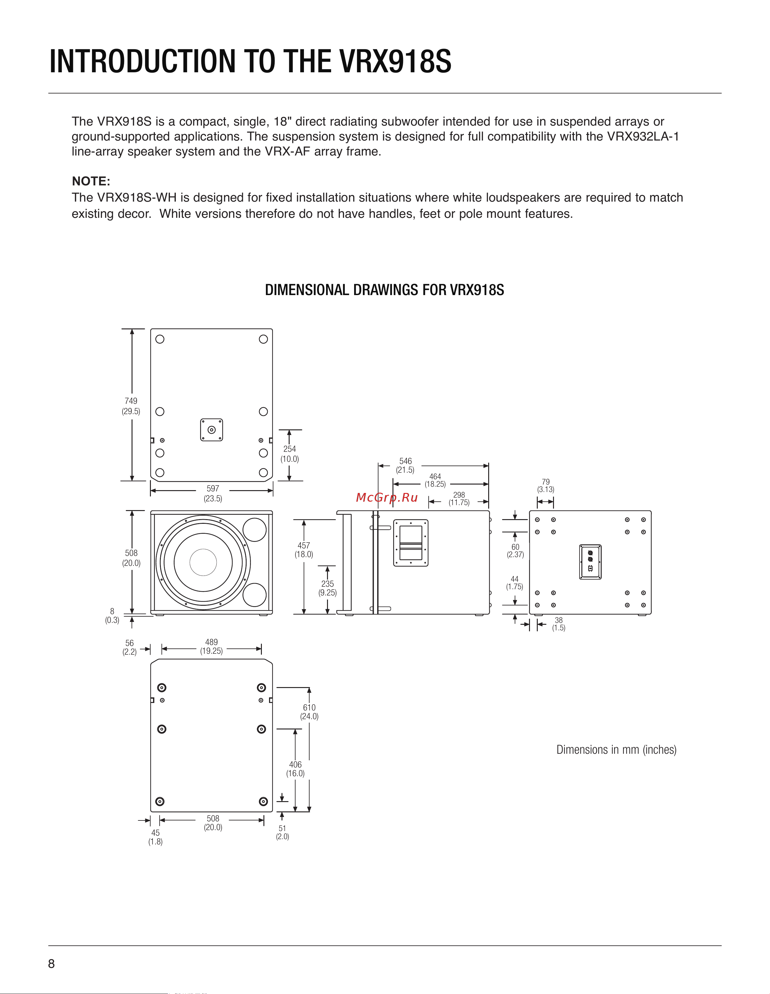 JBL VRX932LA-1 [8/24] Introduction to the vrx918s