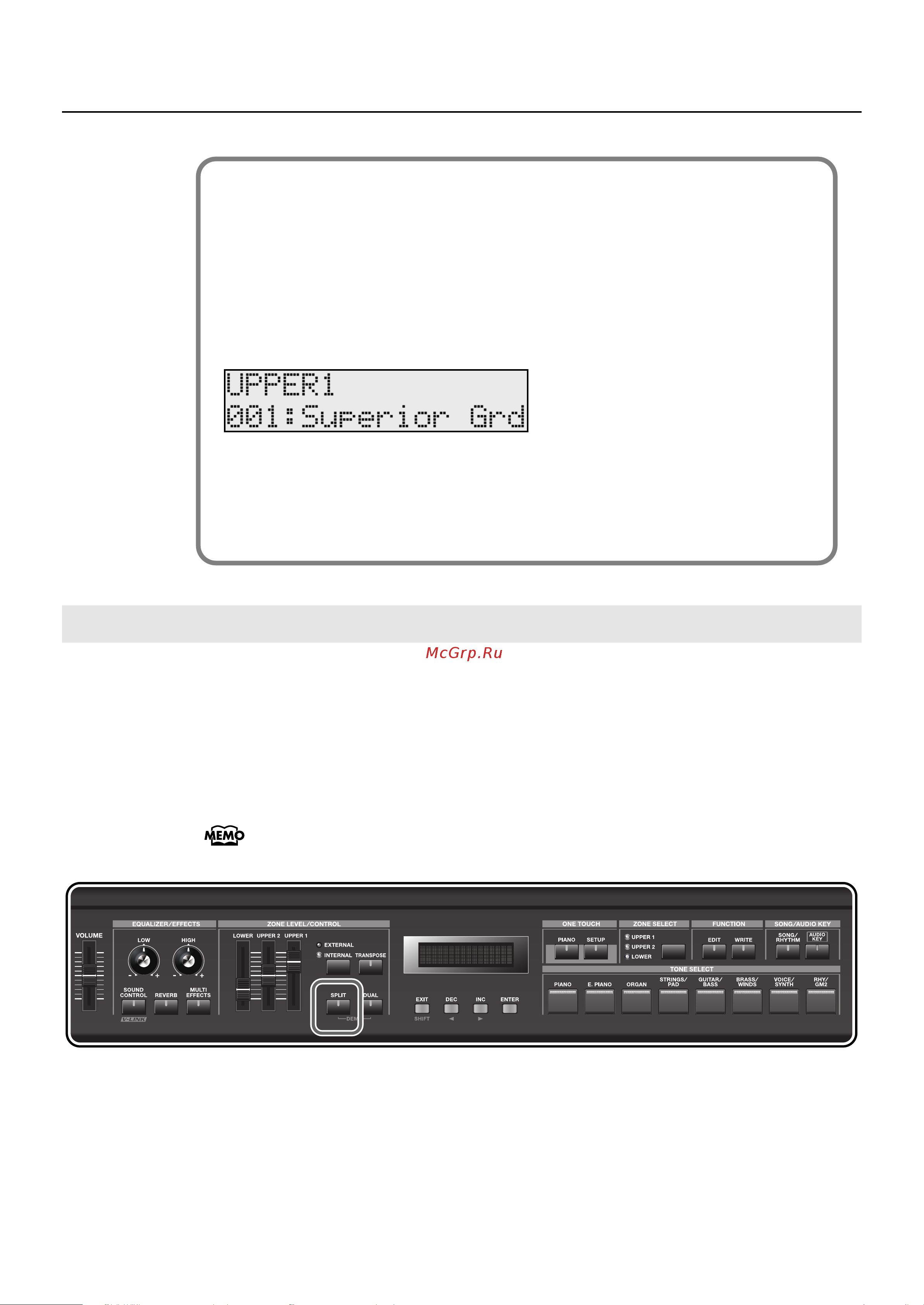 Roland RD-300GX [29/108] Playing different tones in two different sections of the keyboard split button