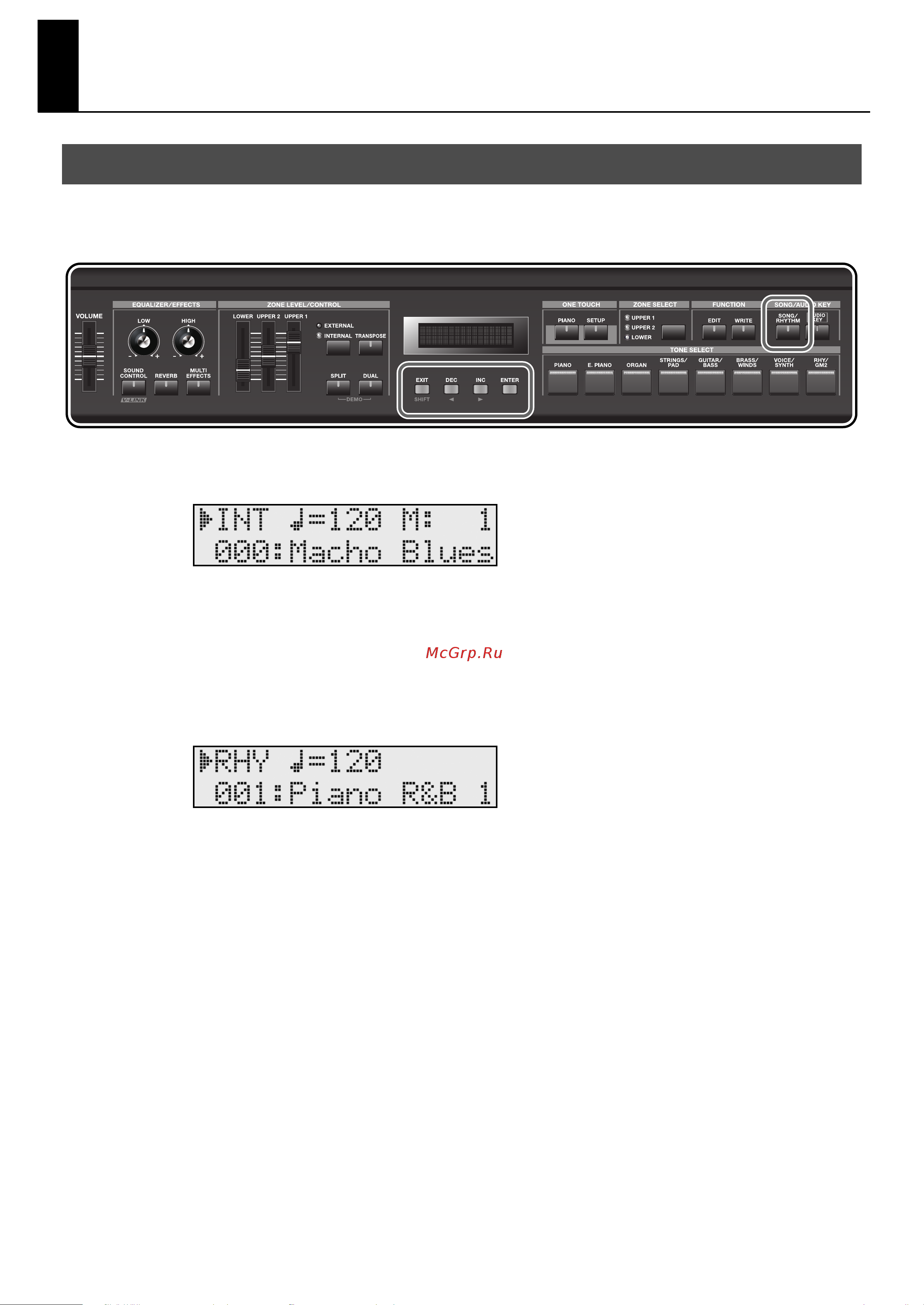 Roland RD-300GX [37/108] Playing rhythm song rhythm button