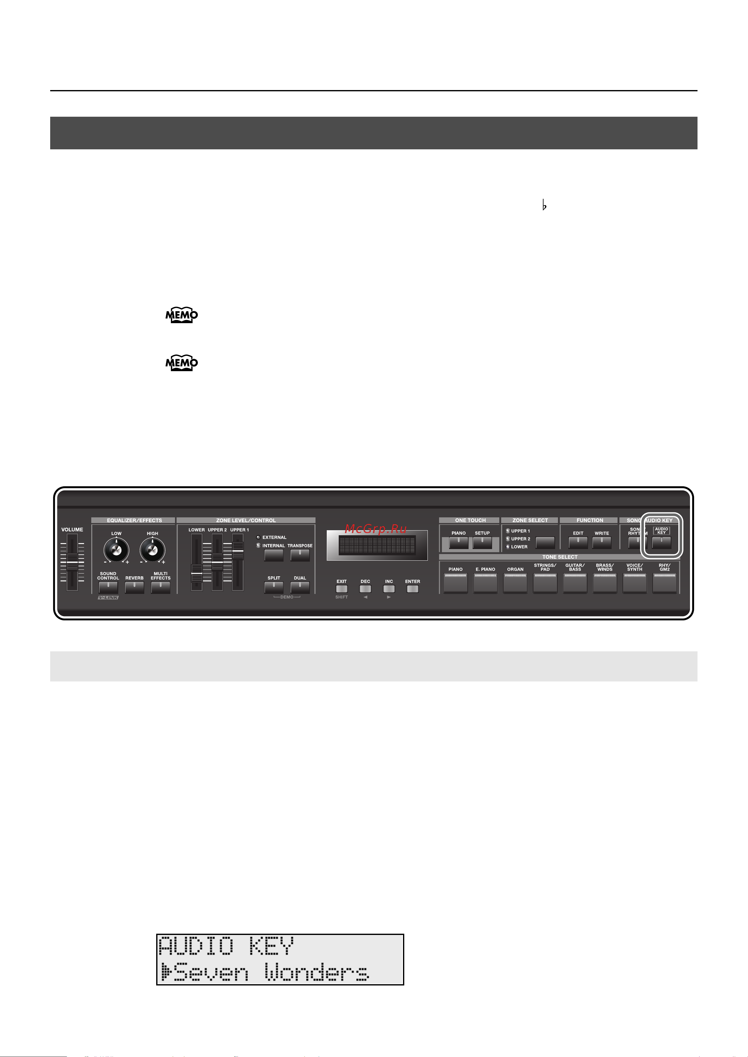 Roland RD-300GX [42/108] Performing with audio files audio key button