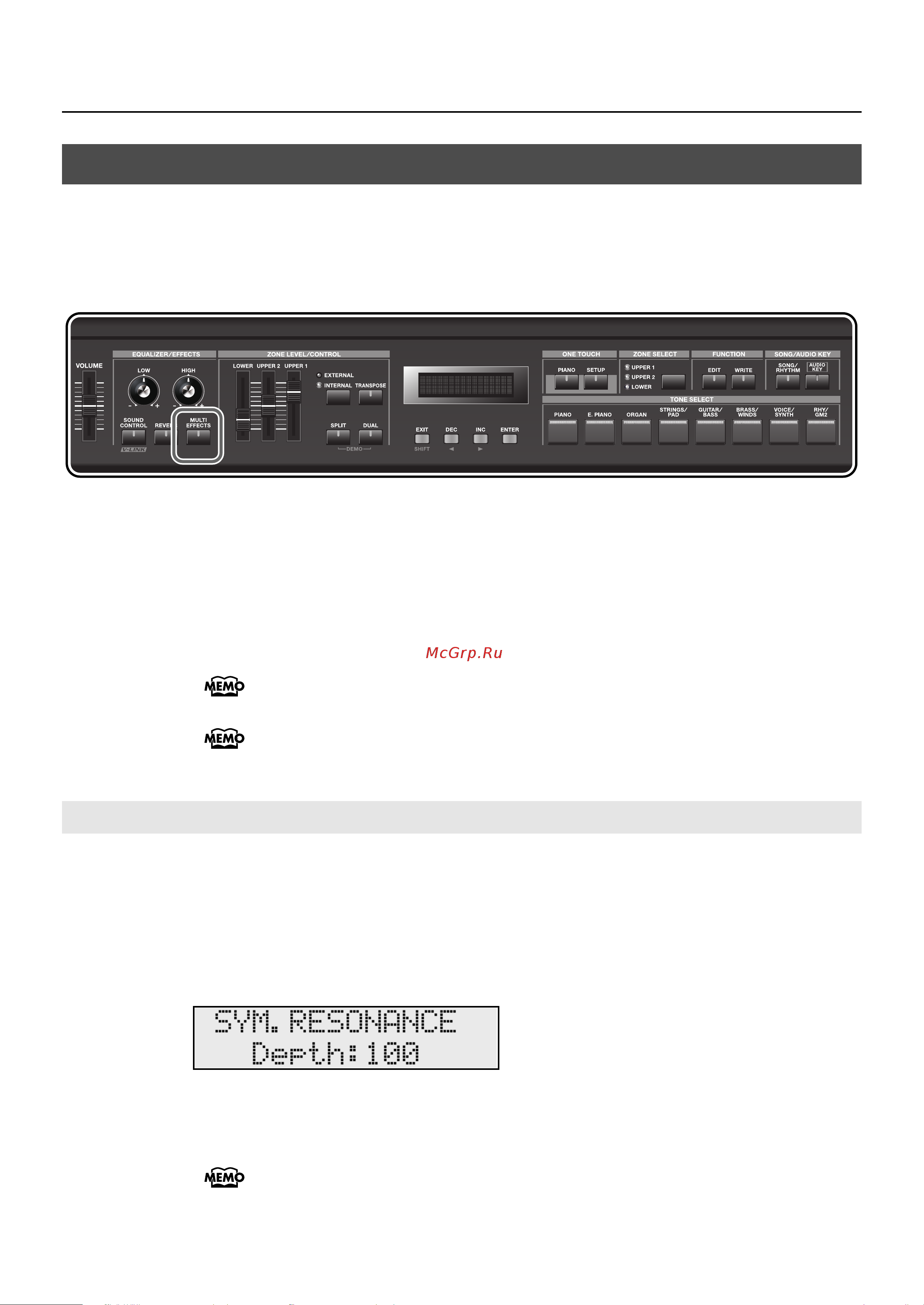 Roland RD-300GX [47/108] Applying effects to the sound multi effects button