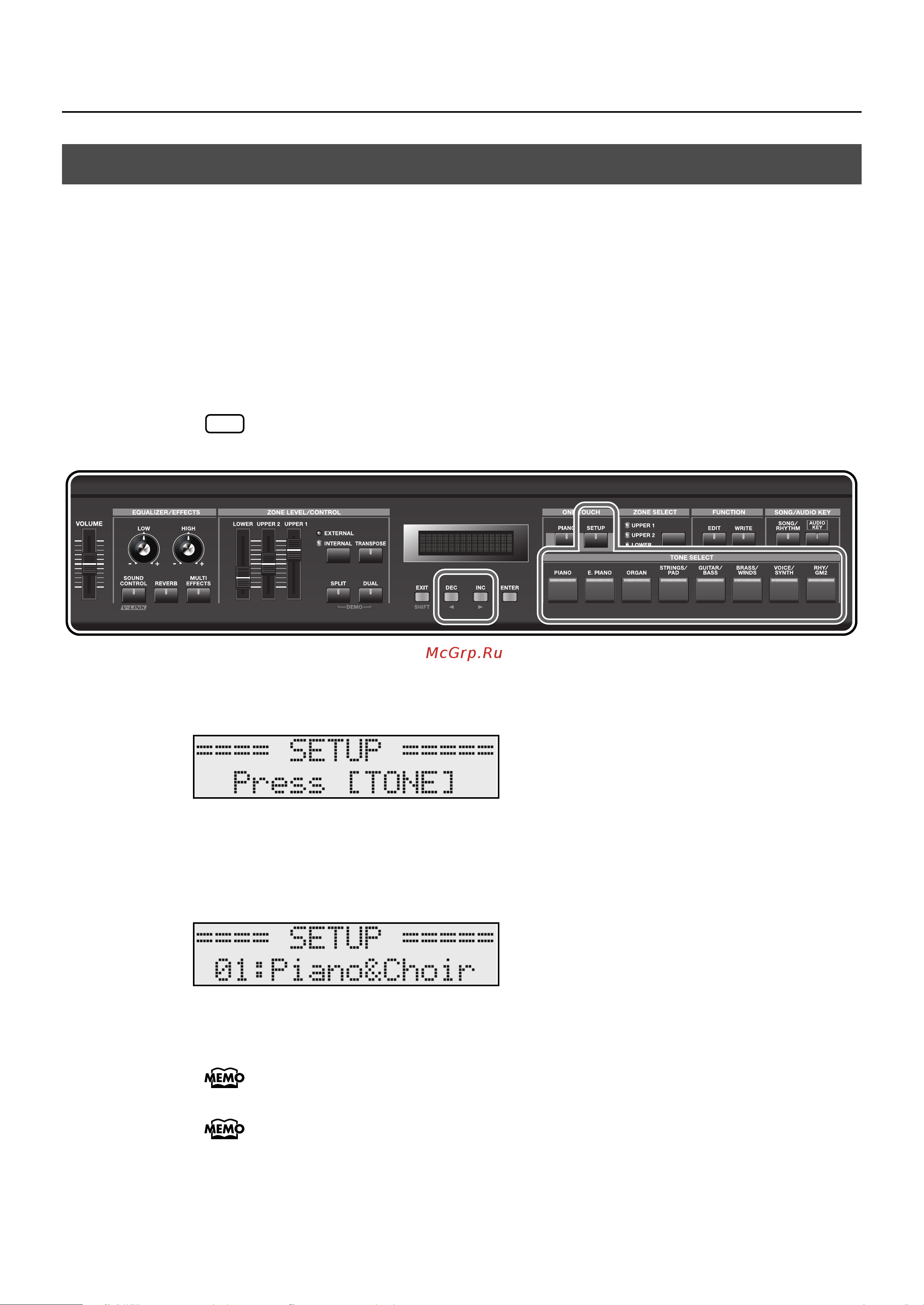 Roland RD-300GX [50/108] Selecting stored settings setup button