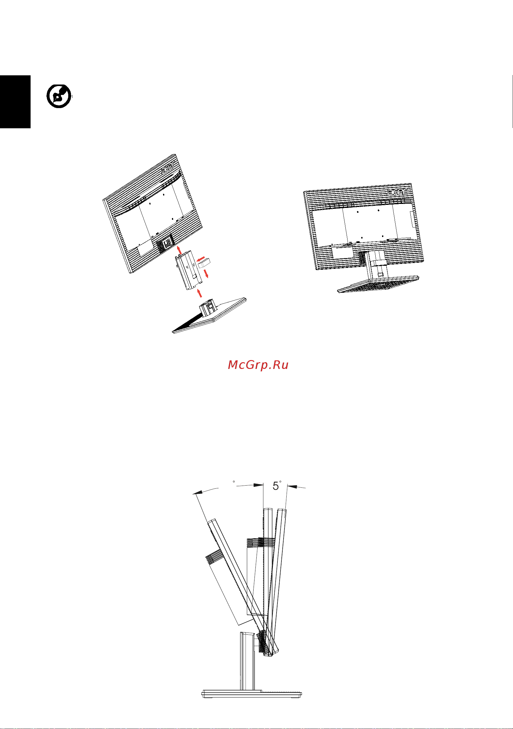 Acer V246HLBID (UM.FV6EE.026) [14/27] Регулировка положения экрана