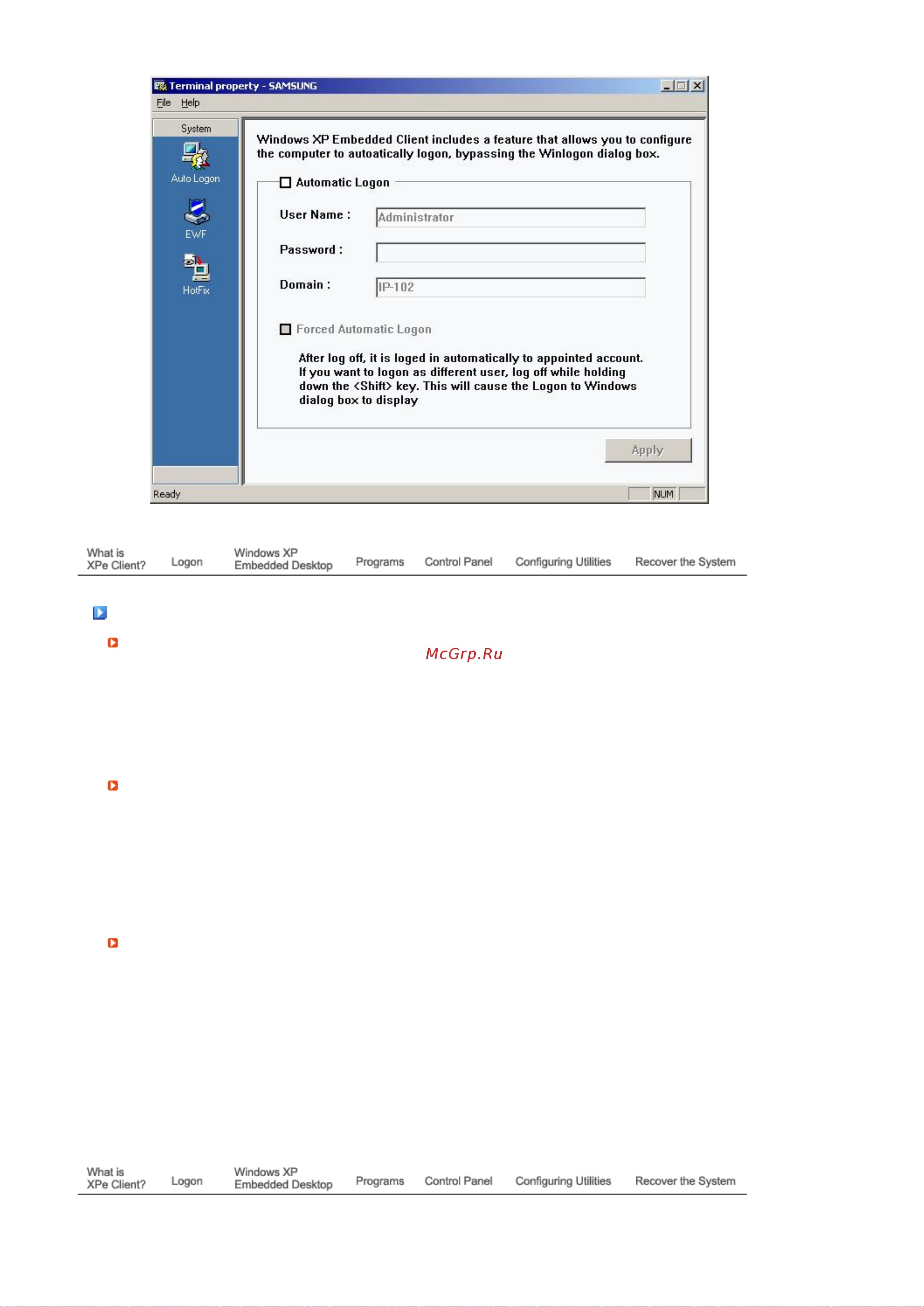 Samsung 220TN [25/94] Windows xp embedded desktop