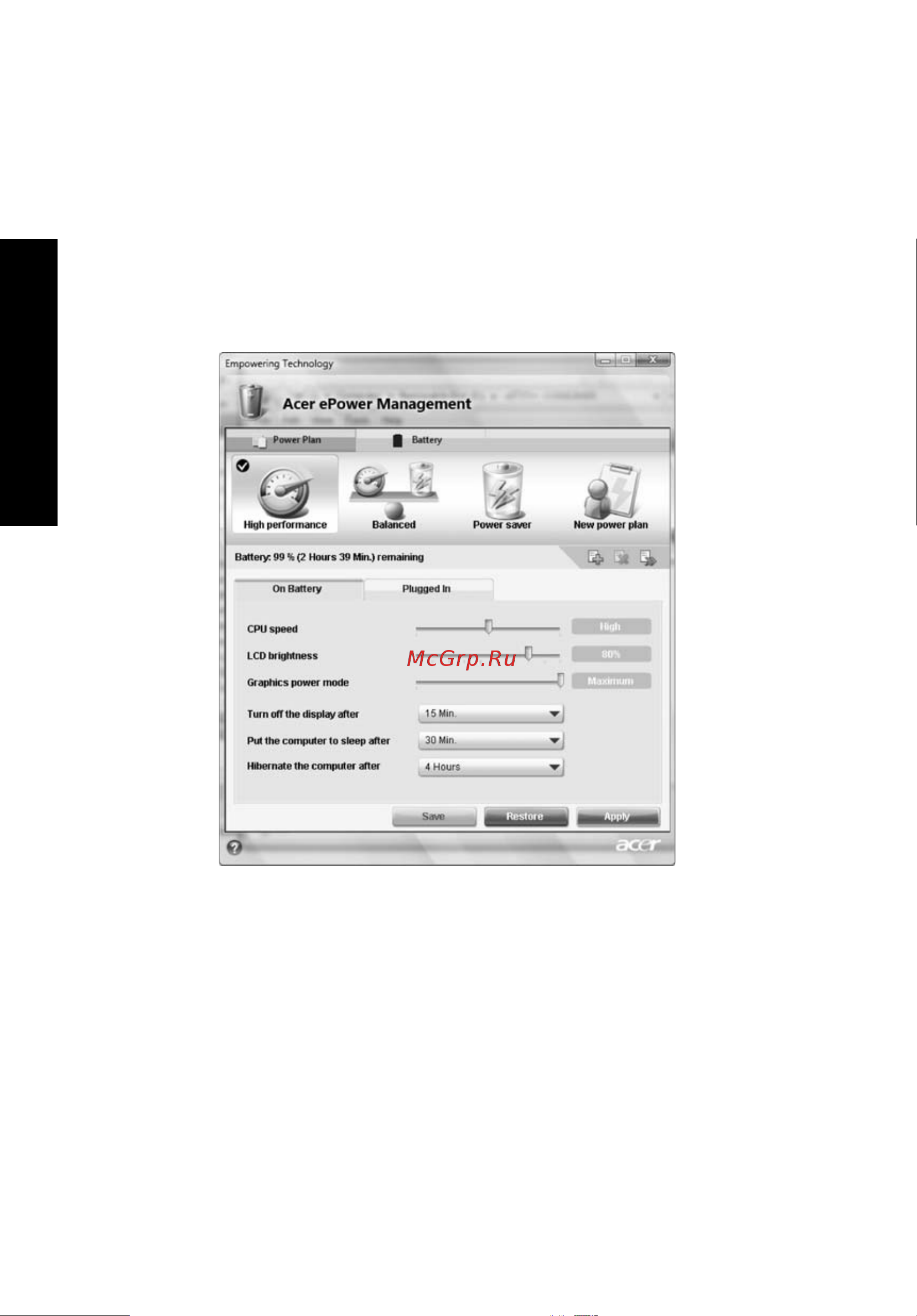 Acer AS6930G ONE A110к-т [115/189] Empowering technology