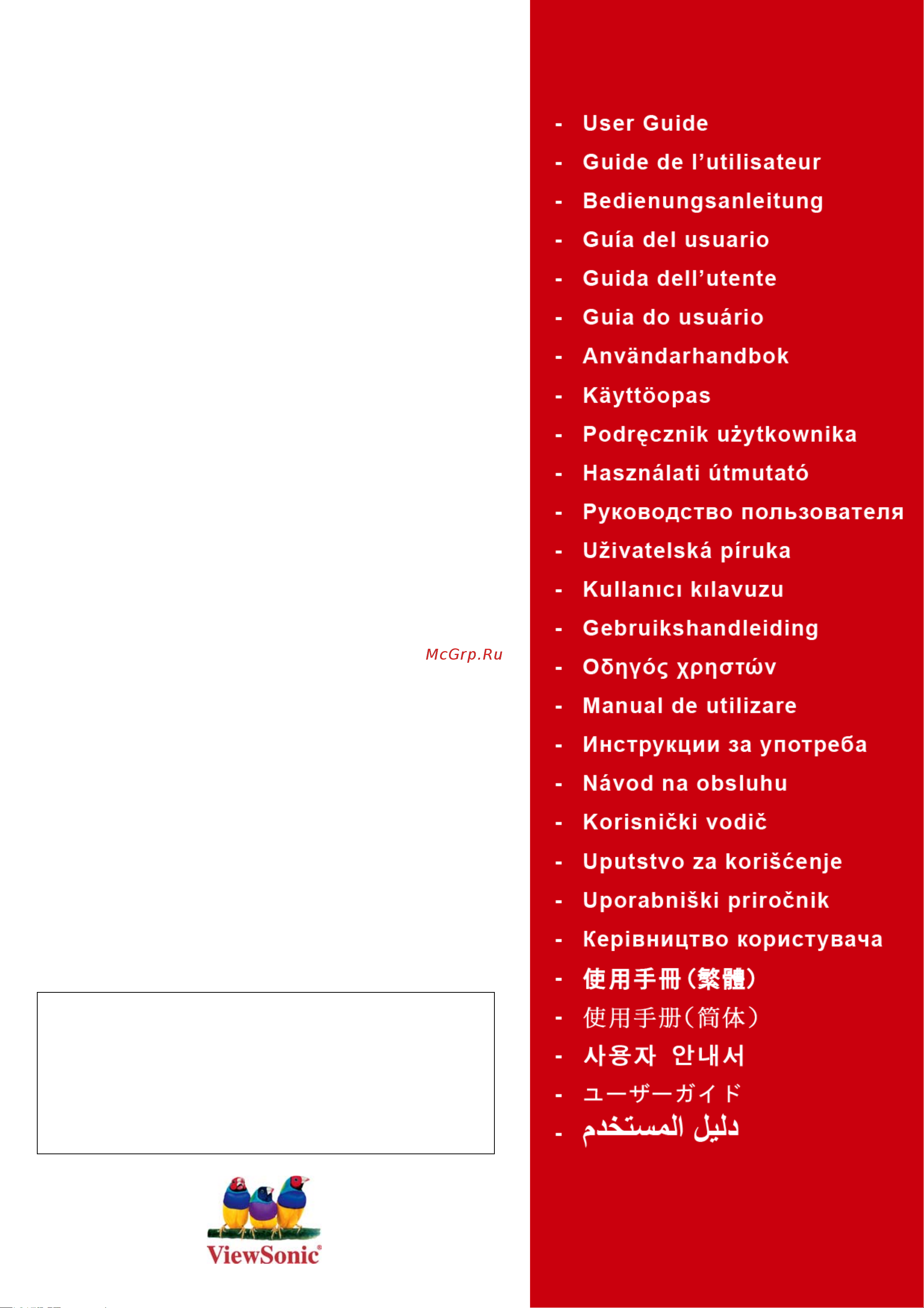 Viewsonic VA1913w Руководство по эксплуатации онлайн