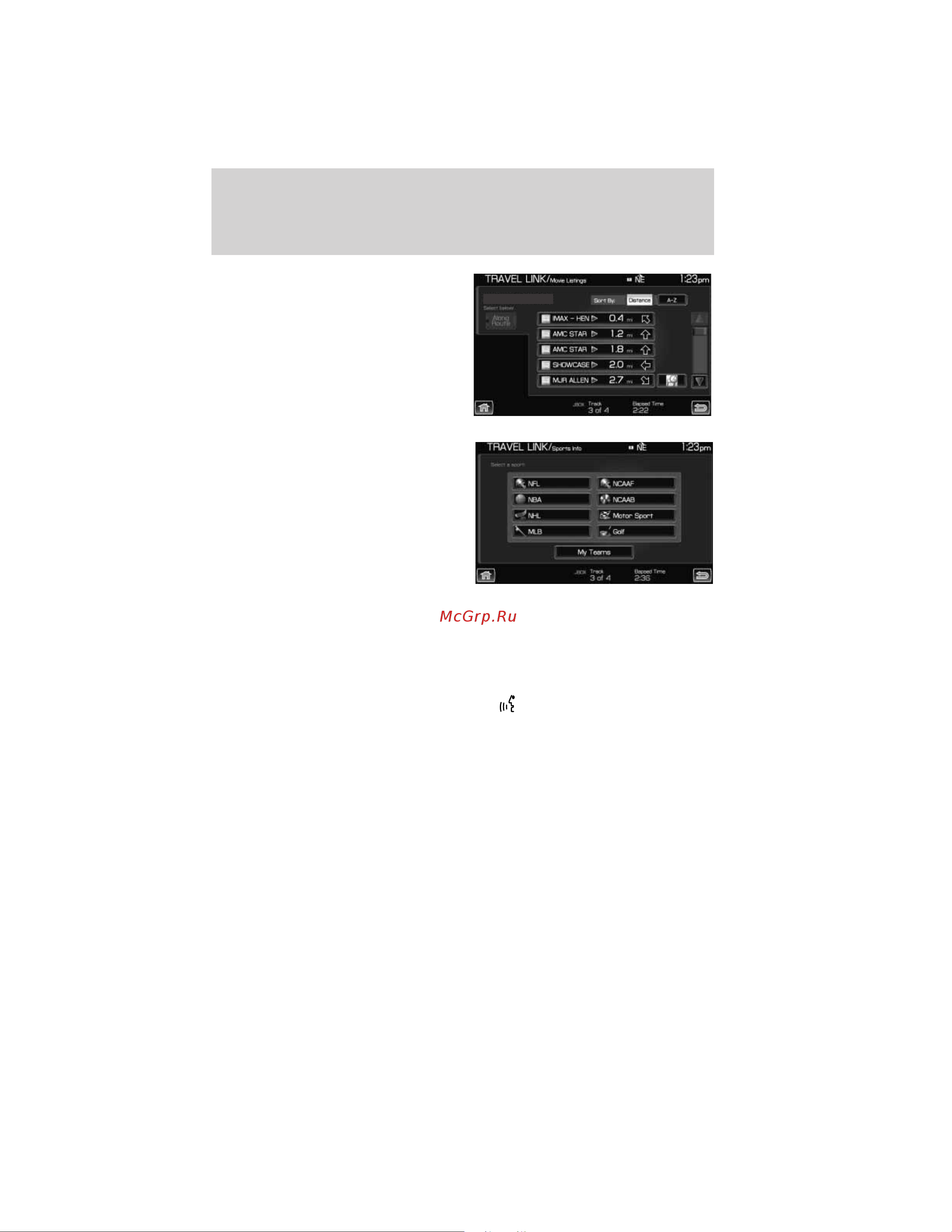 Lincoln MKT (2011) Navigation System [88/203] Information menu