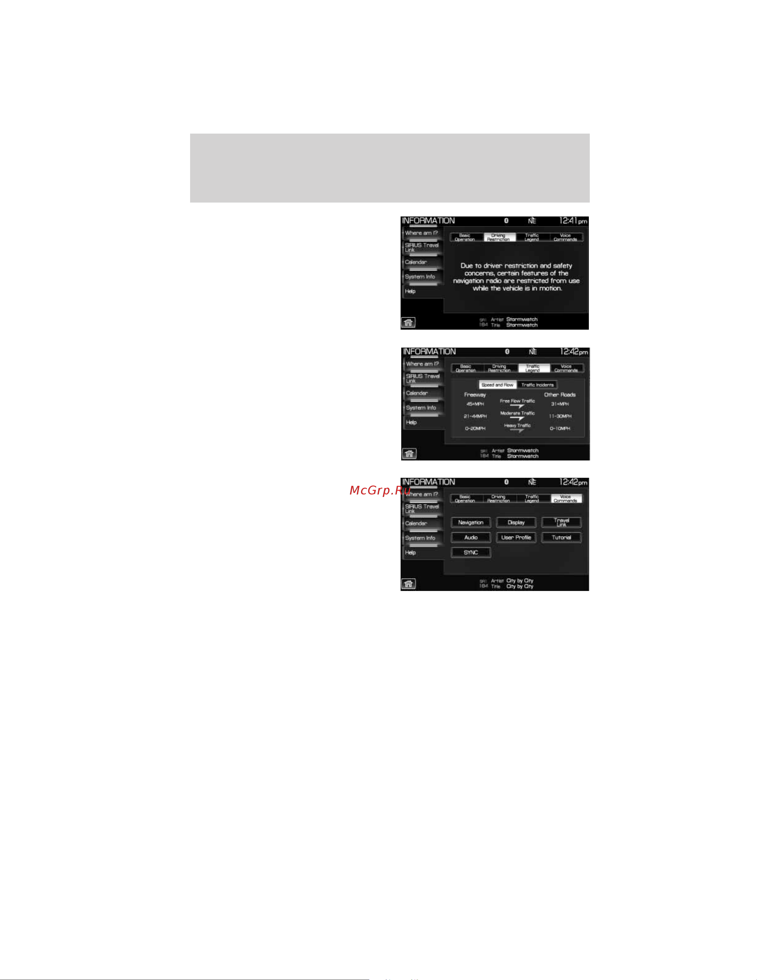 Lincoln MKT (2011) Navigation System [91/203] Information menu