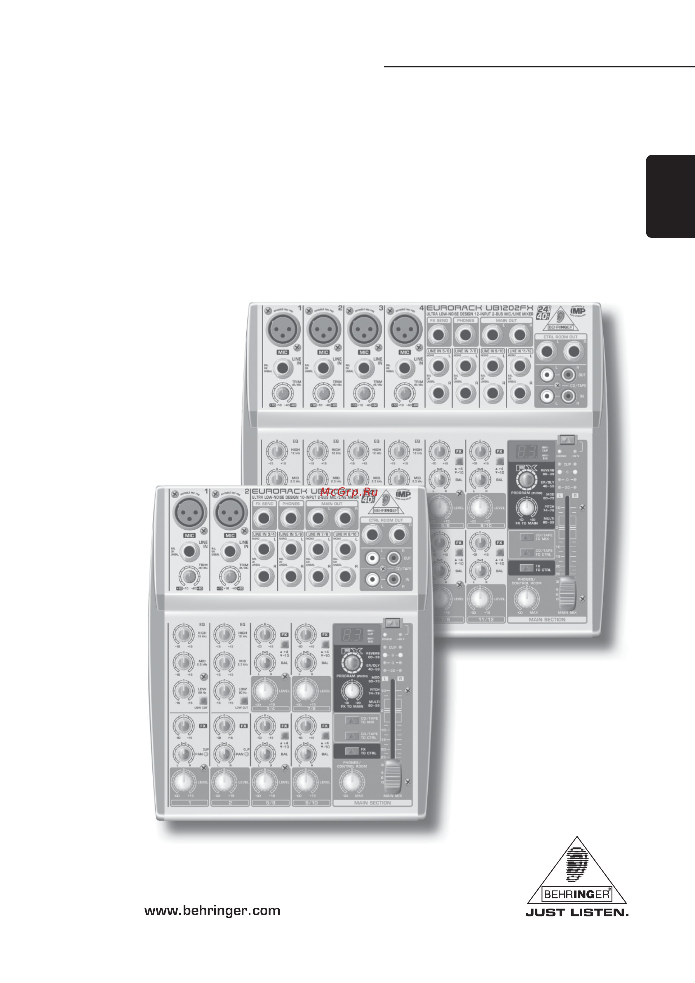 Behringer EURORACK UB 502 Руководство по эксплуатации онлайн