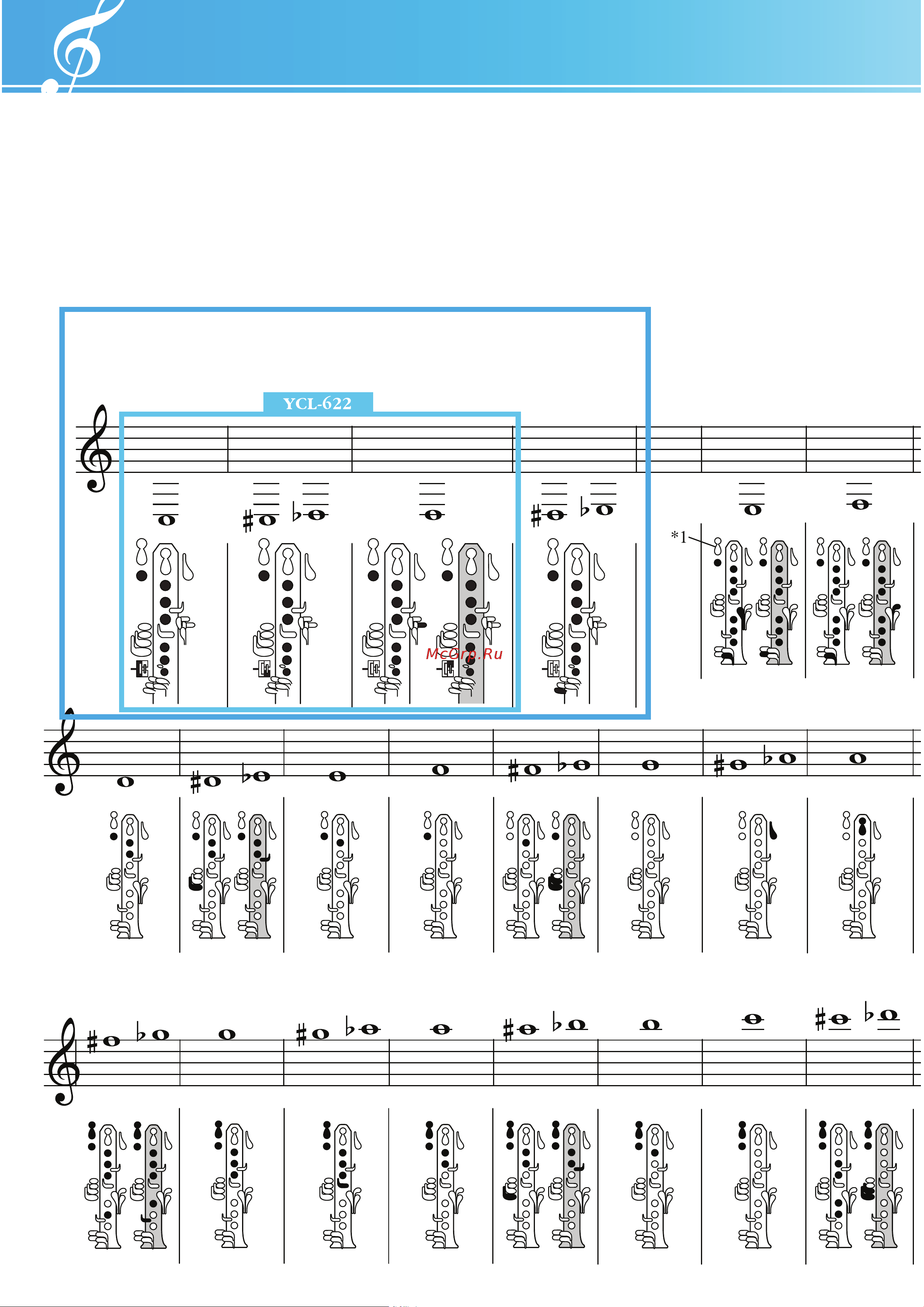 Yamaha YCL-221(II) [12/14] Таблица аппликатуры