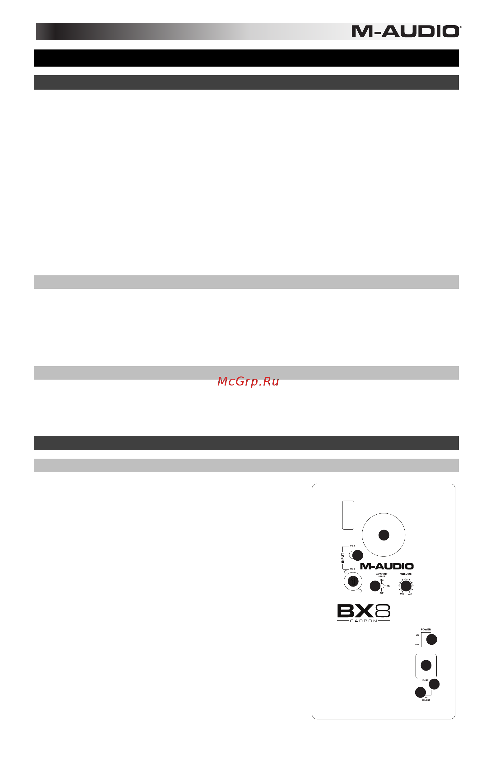 M-Audio BX8 Carbon [15/24] Guida per l uso italiano