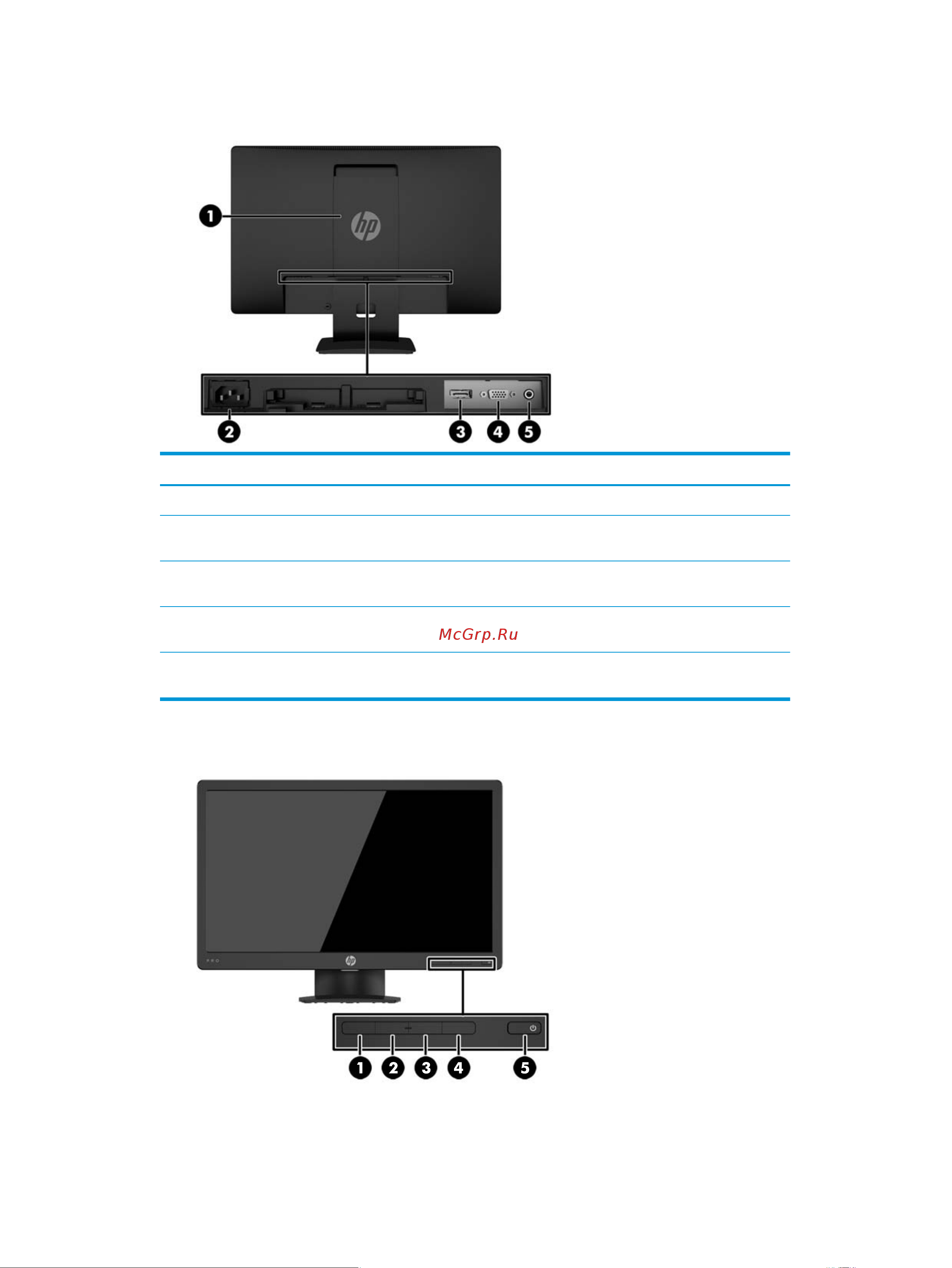 HP ProDisplay P203 X7R53AA [9/33] Компоненты задней панели