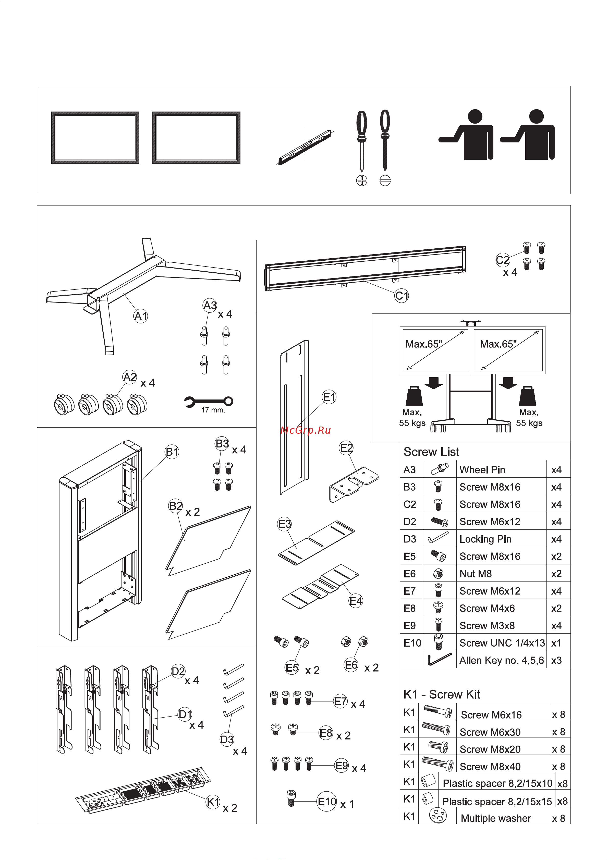 Nec Mobile Mount for Videoconferencing PDMVC [4/9] Assembly instructions