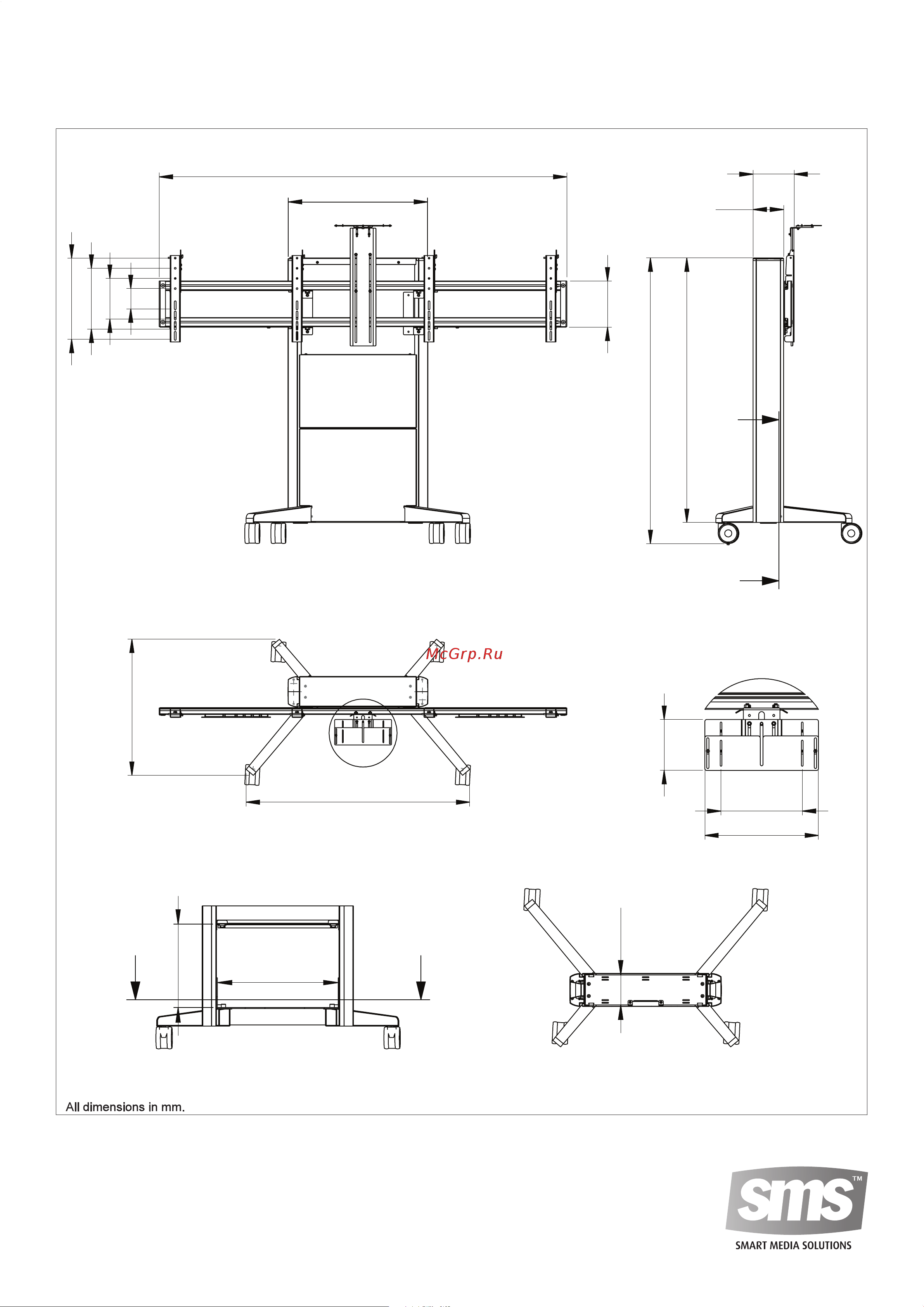 Nec Mobile Mount for Videoconferencing PDMVC [9/9] Product dimensions