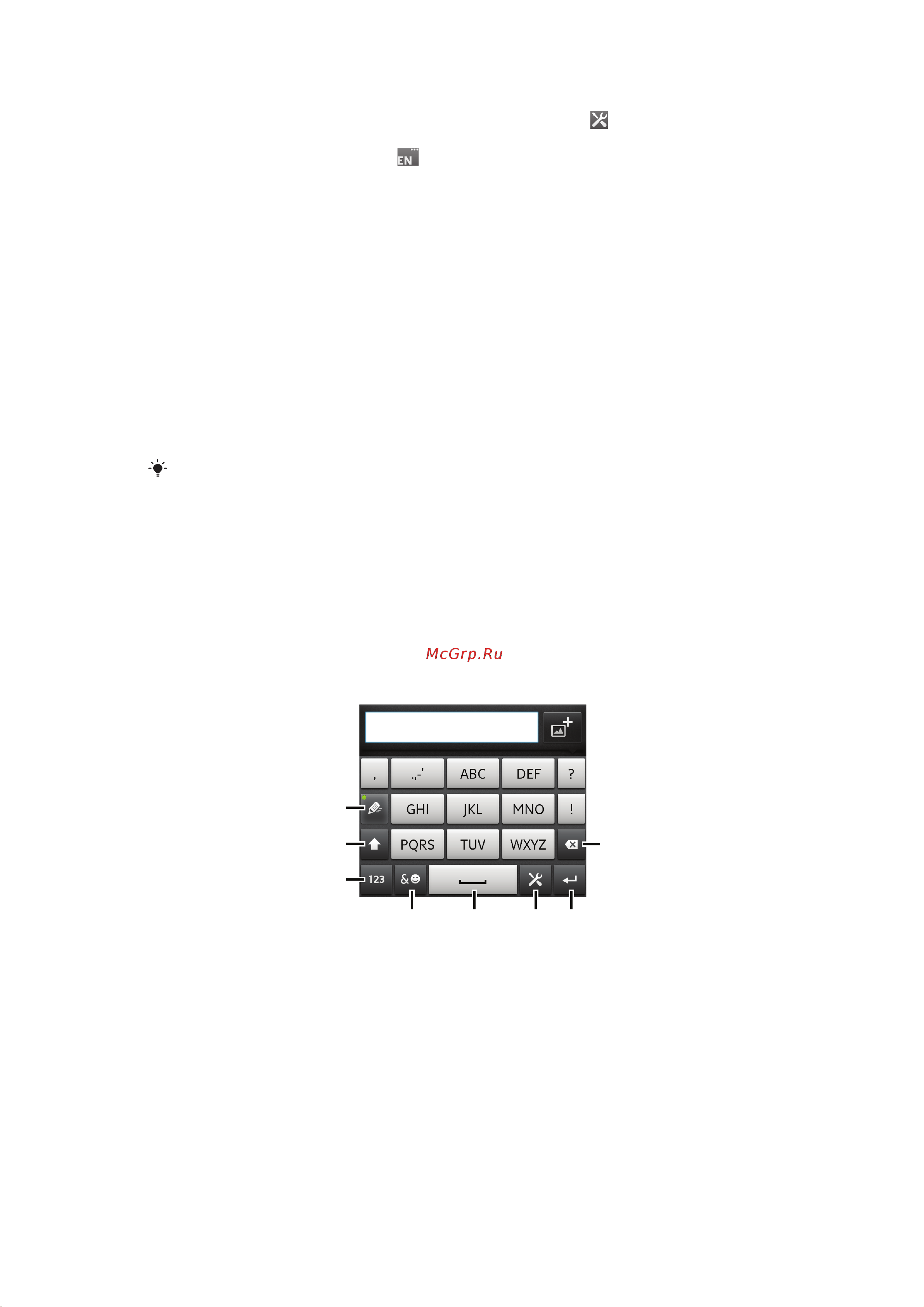SONY-ERICSSON SONY Xperia U [27/149] Использование телефонной клавиатуры