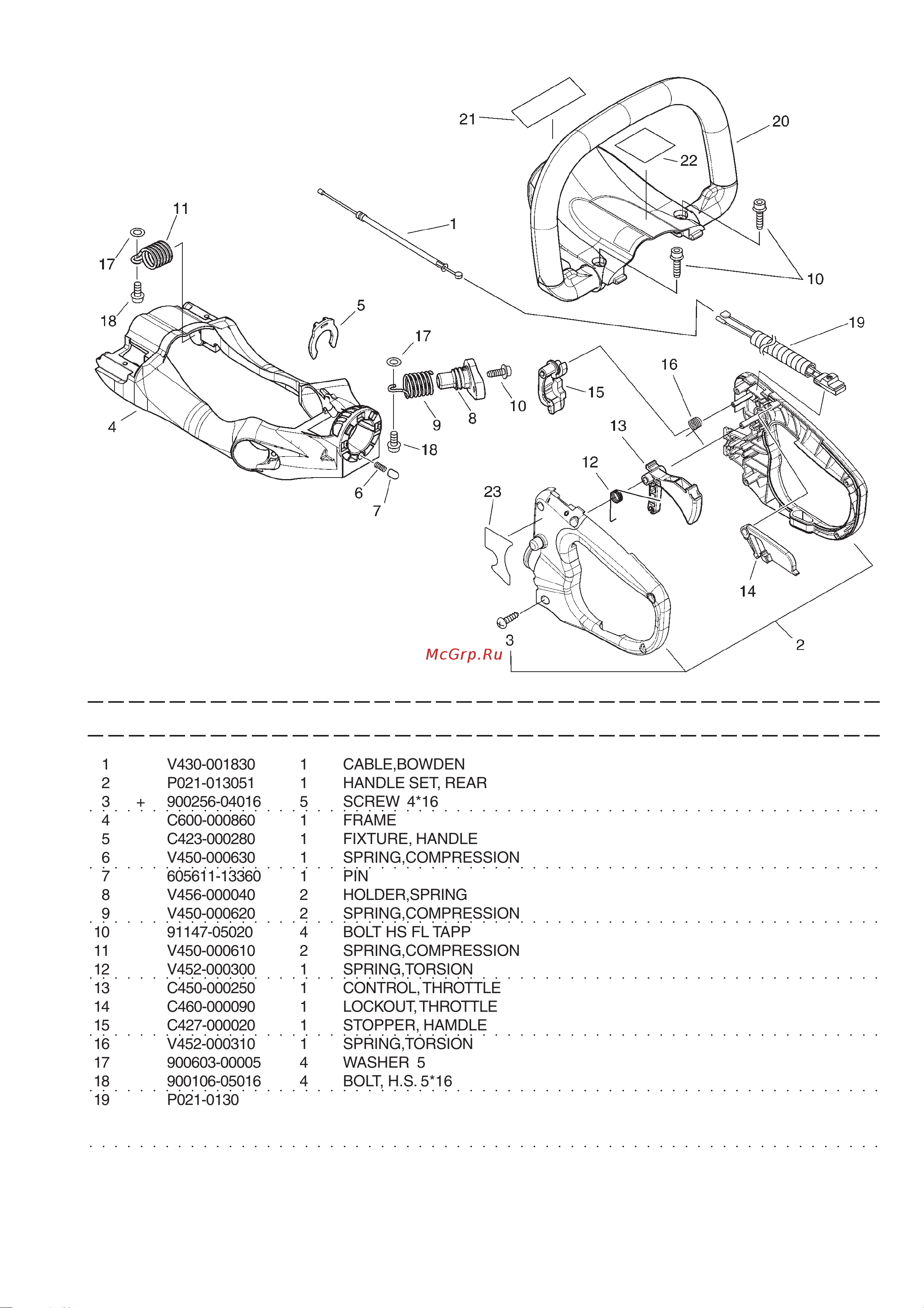 ECHO INCORPORATED ECHO HCR-161ES (деталировка) [8/16] Hcr 161es 5 handle