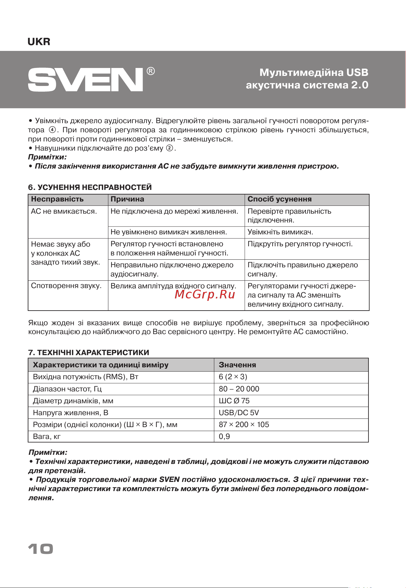 Sven 430 SV-016302 [10/16] Мультимедійна usb