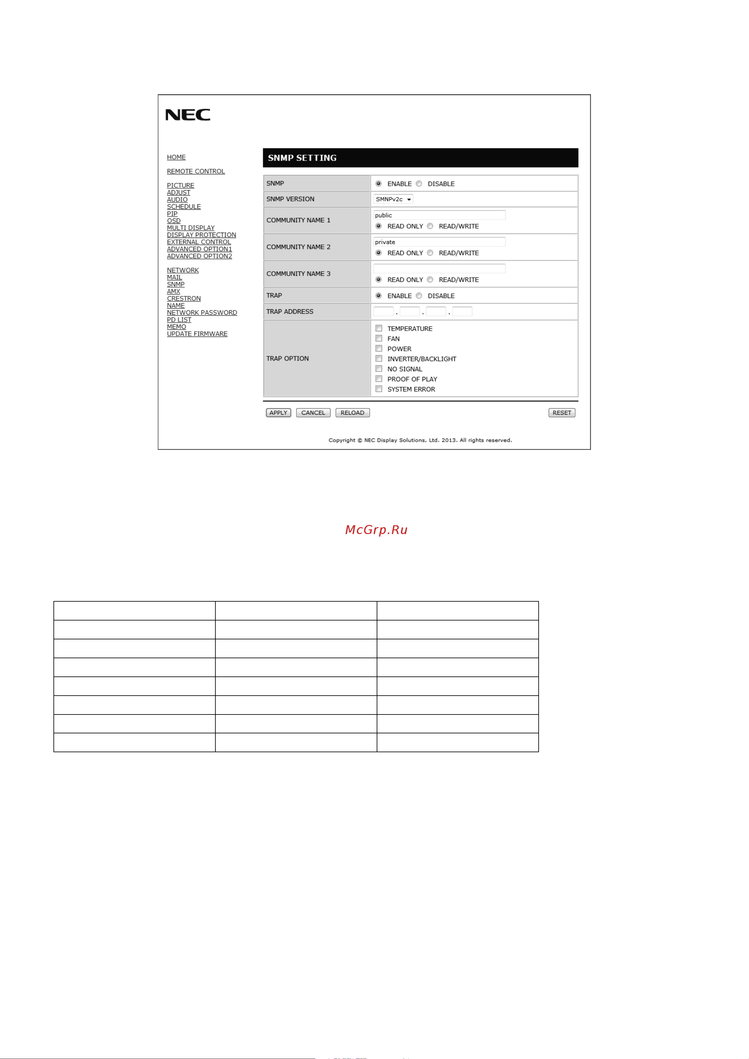 Nec MultiSync X464UN-2 [42/57] Snmp setting