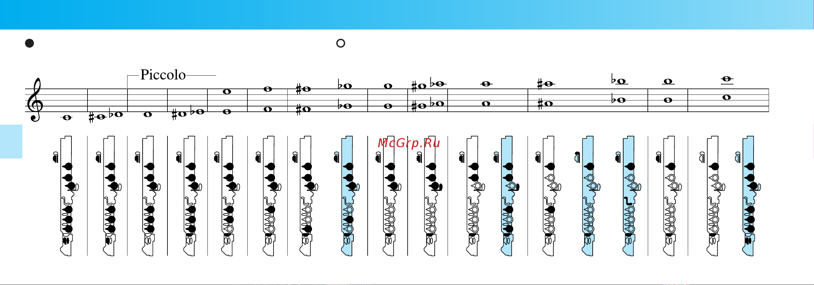 Yamaha YFL-411II [17/20] フィンガリングチャート fingering chart grifftabelle tableau des doigtés gráﬁco de digitado 指法表 аппликатура 운지법