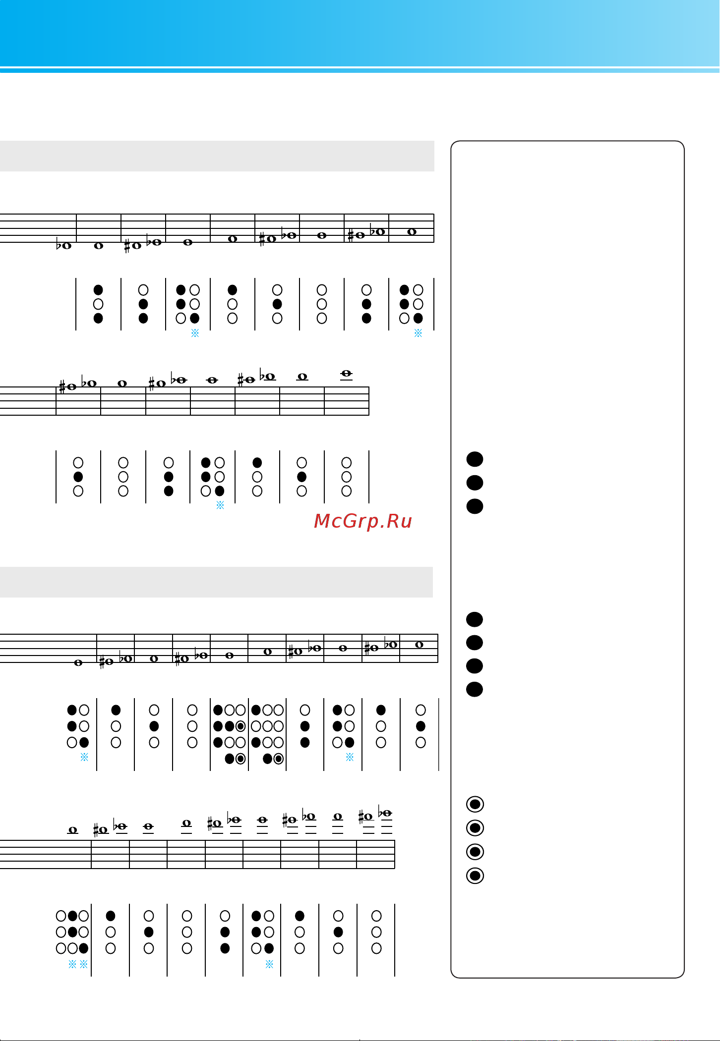 Yamaha YAH-803 [19/23] フィンガリングチャート fingering chart grifftabelle