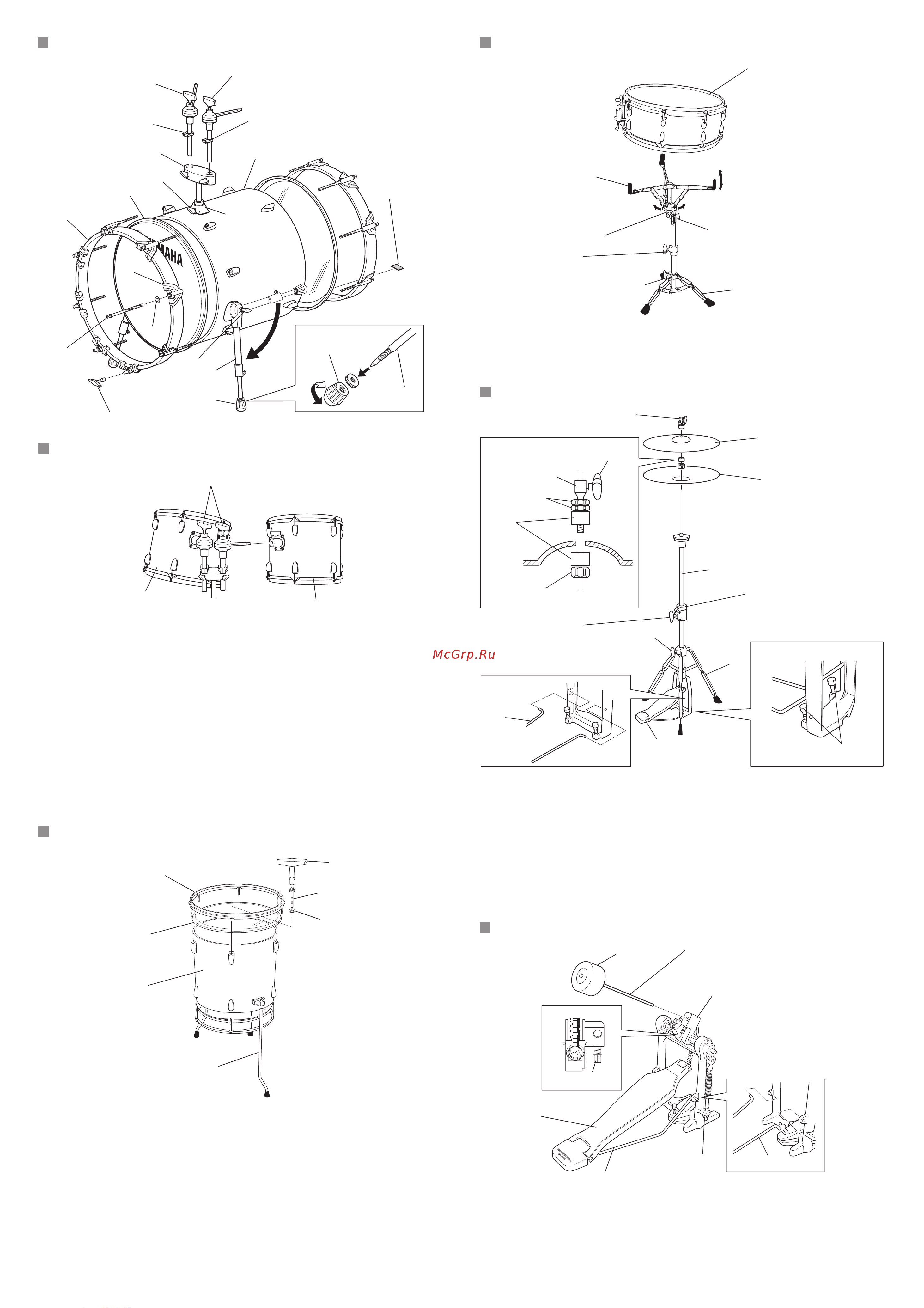 Yamaha GM0F5BLG [2/3] Сборка бас барабана
