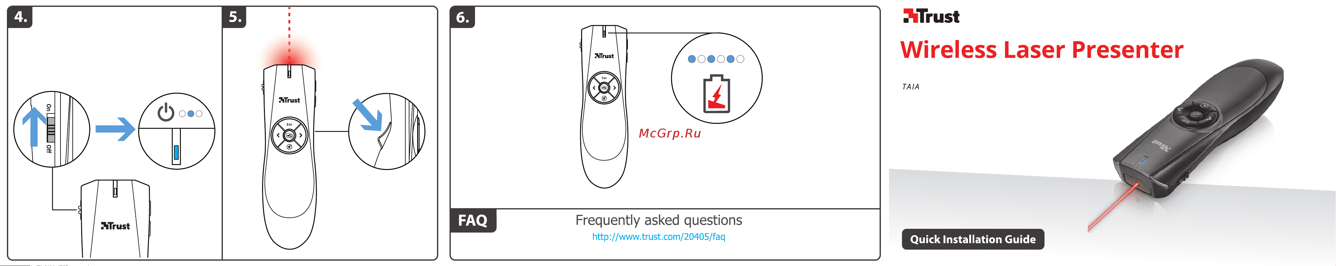 Trust Taia Wireless Laser Presenter Руководство по эксплуатации онлайн