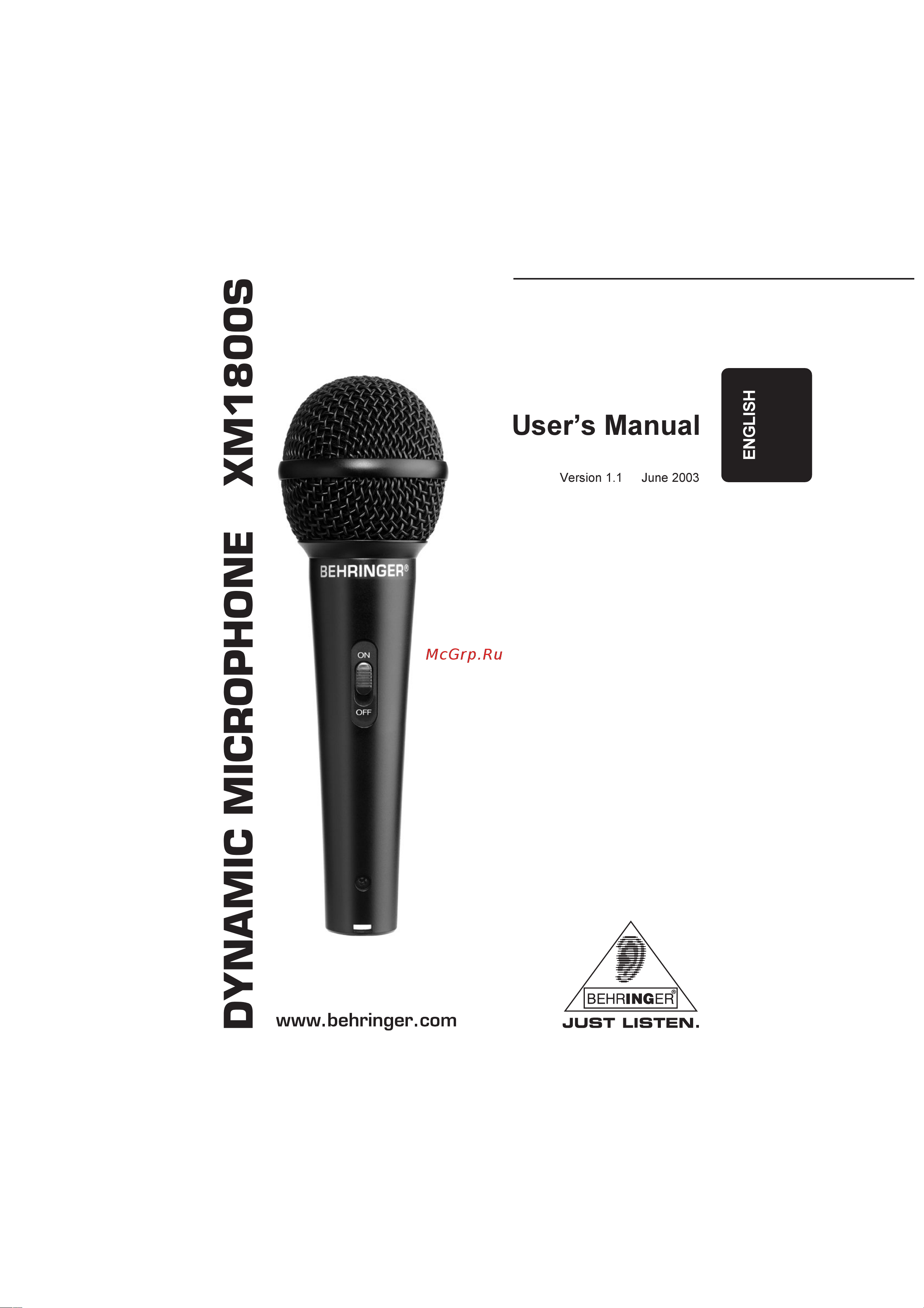 Behringer XM1800S Руководство по эксплуатации онлайн