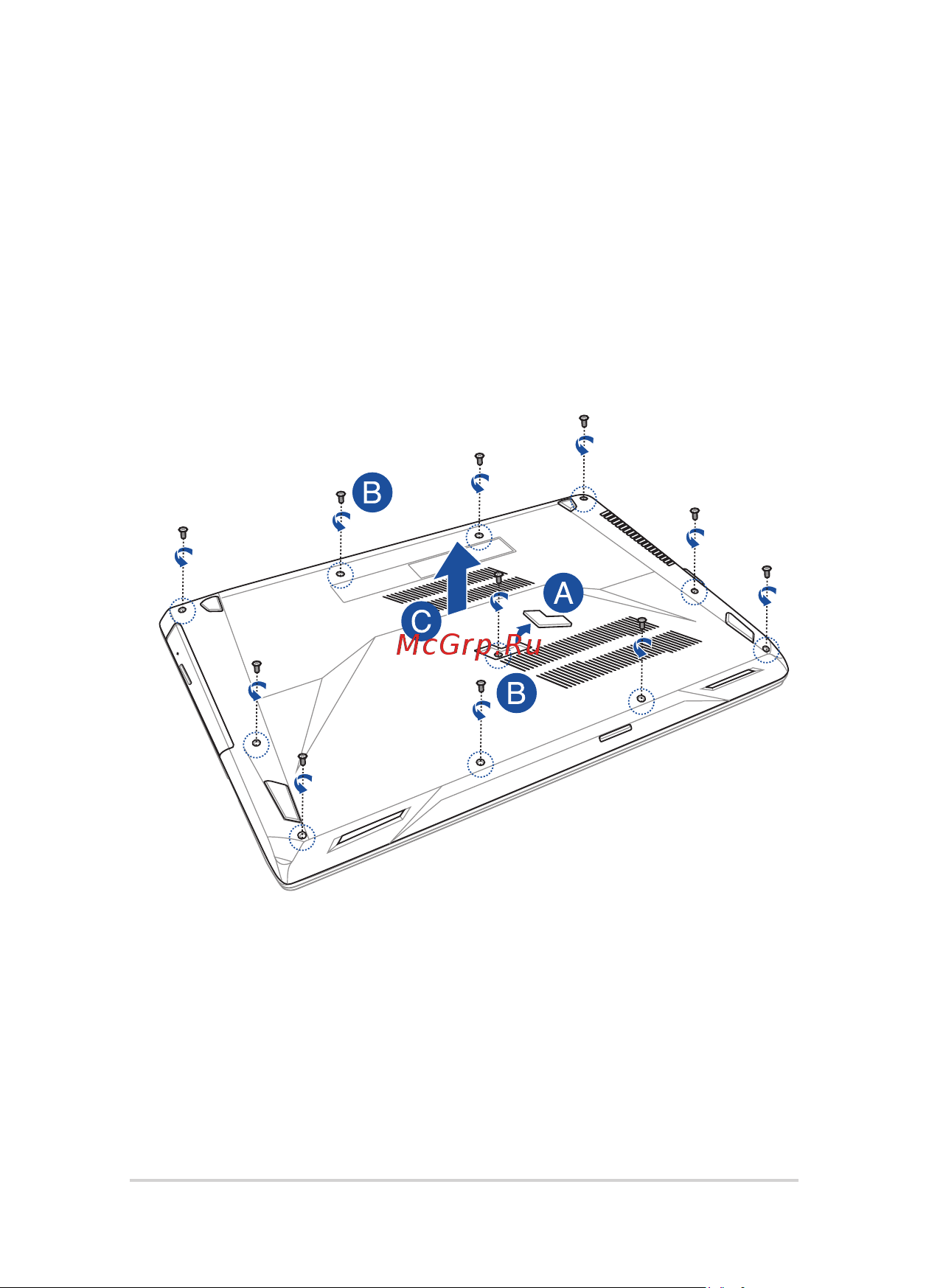 Asus ROG GL753VE-GC152 (90NB0DN2-M03370) [78/118] Снятие крышки отсека