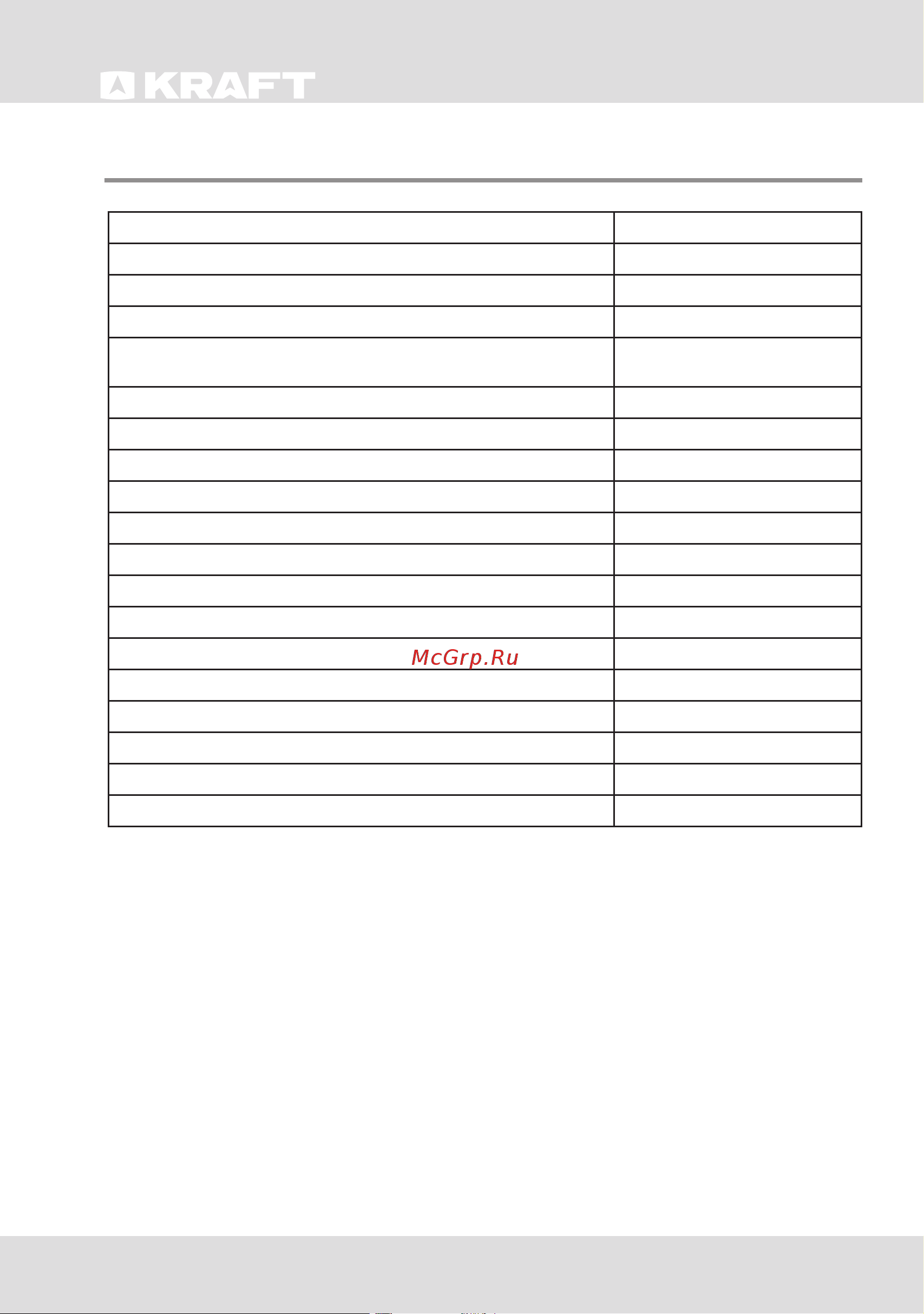KRAFT BDW202QX [4/20] Технические характеристики