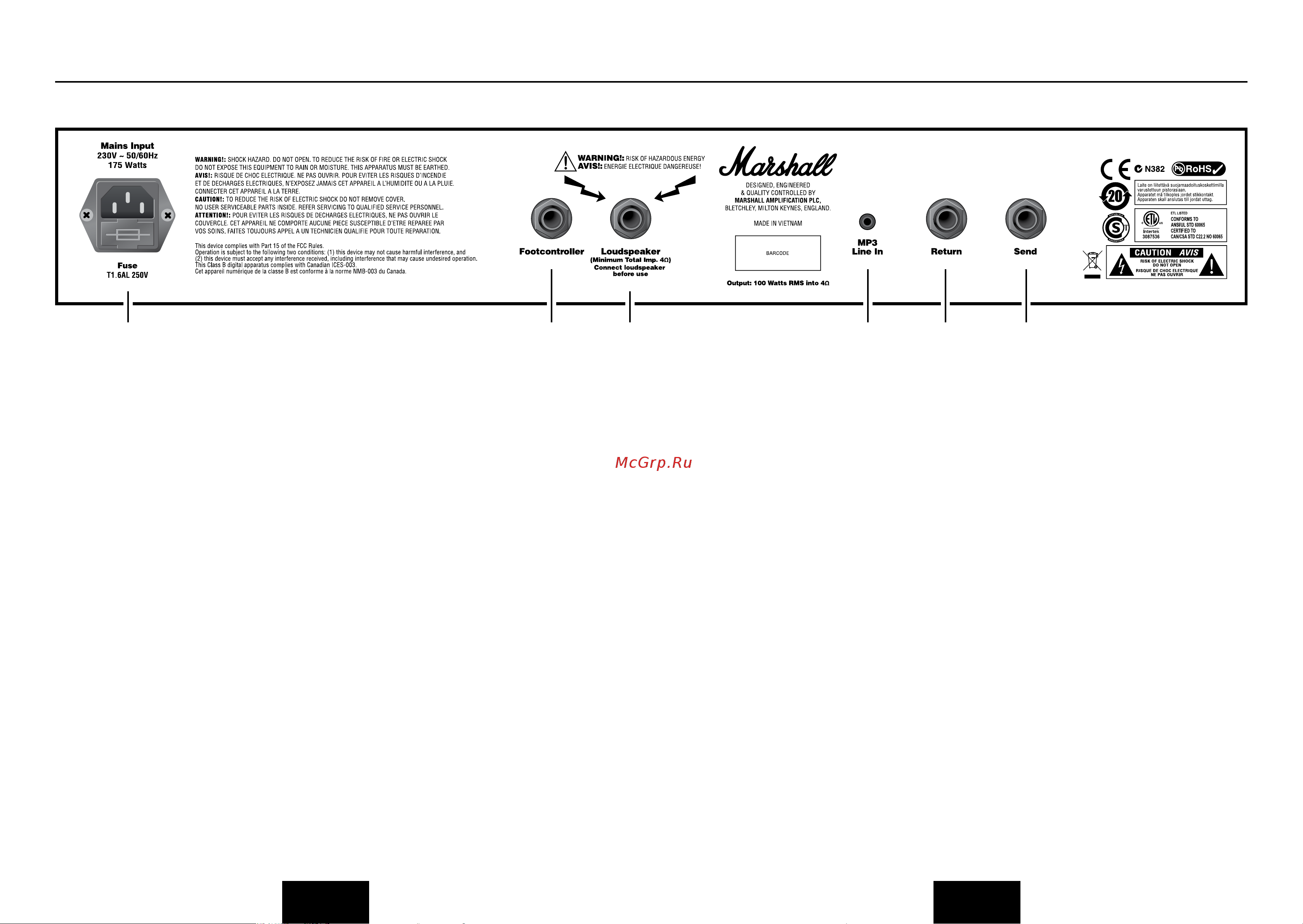 Marshall MG101FX [26/45] Funciones del panel trasero