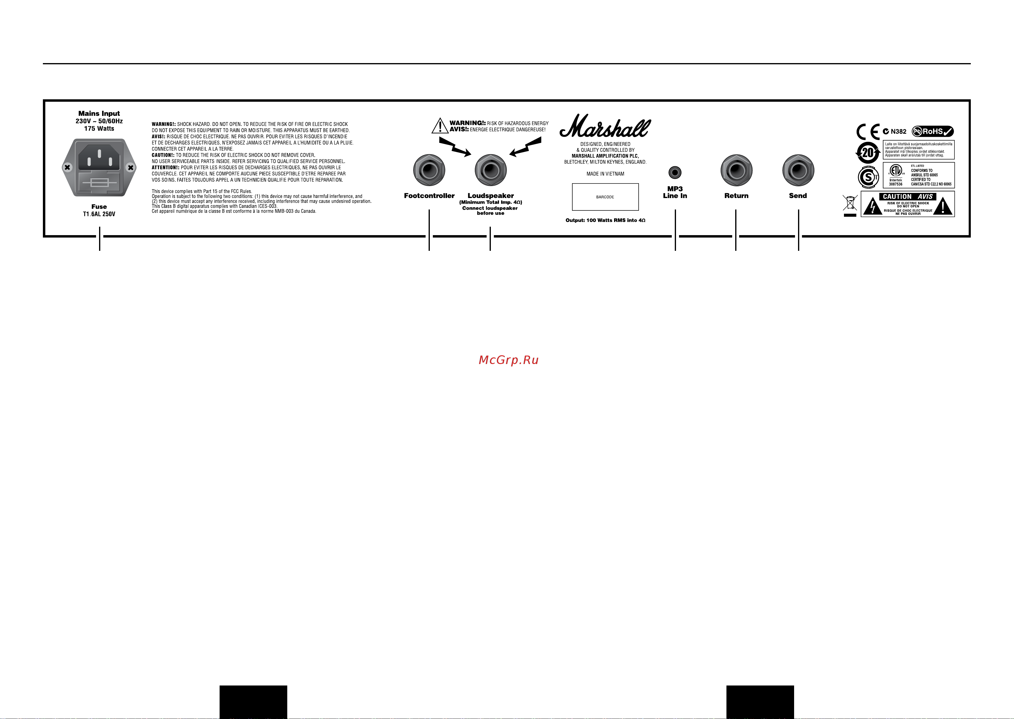 Marshall MG101FX [40/45] 后面板功能