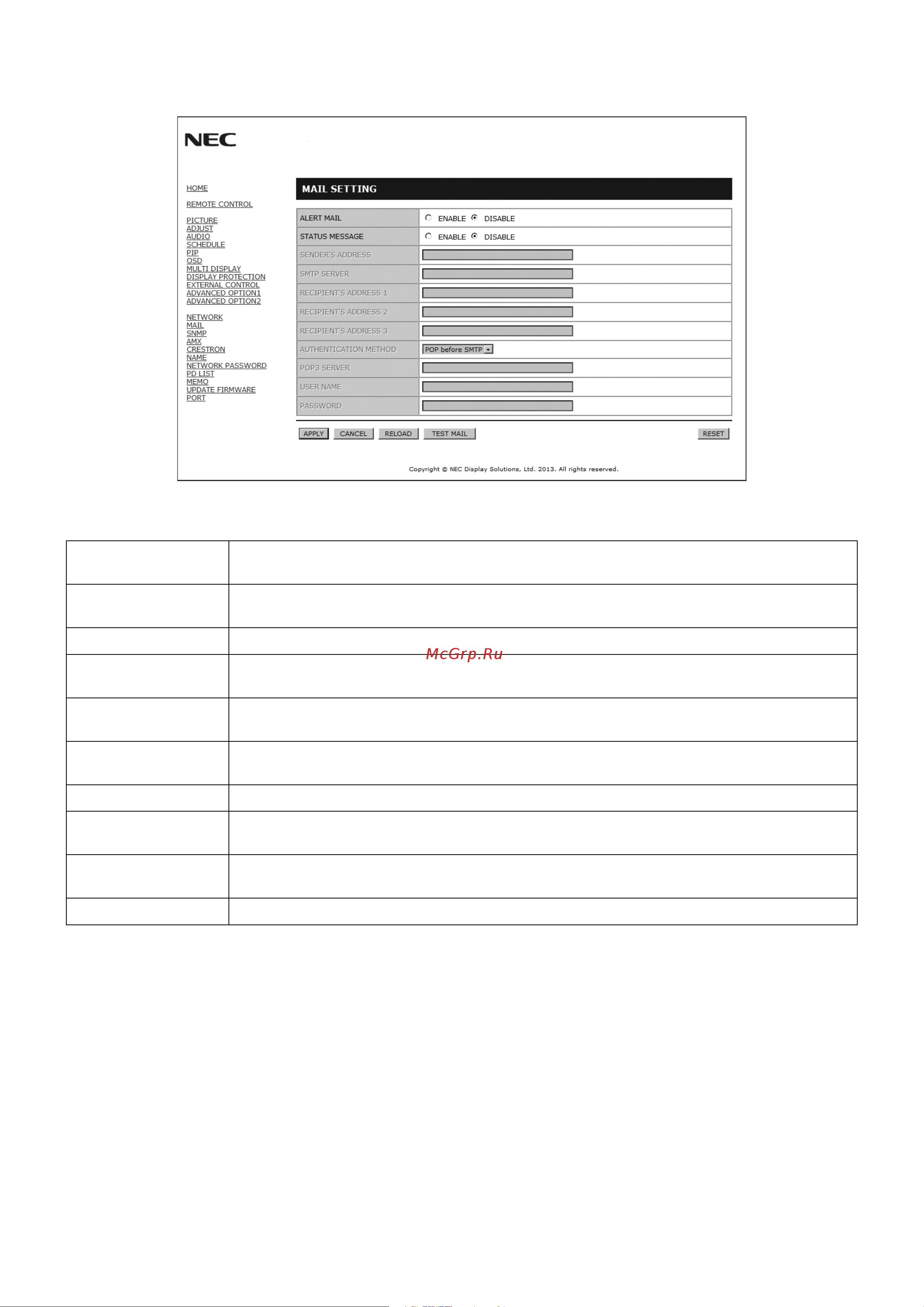 Nec MultiSync X554UN-2 [40/57] Mail setting