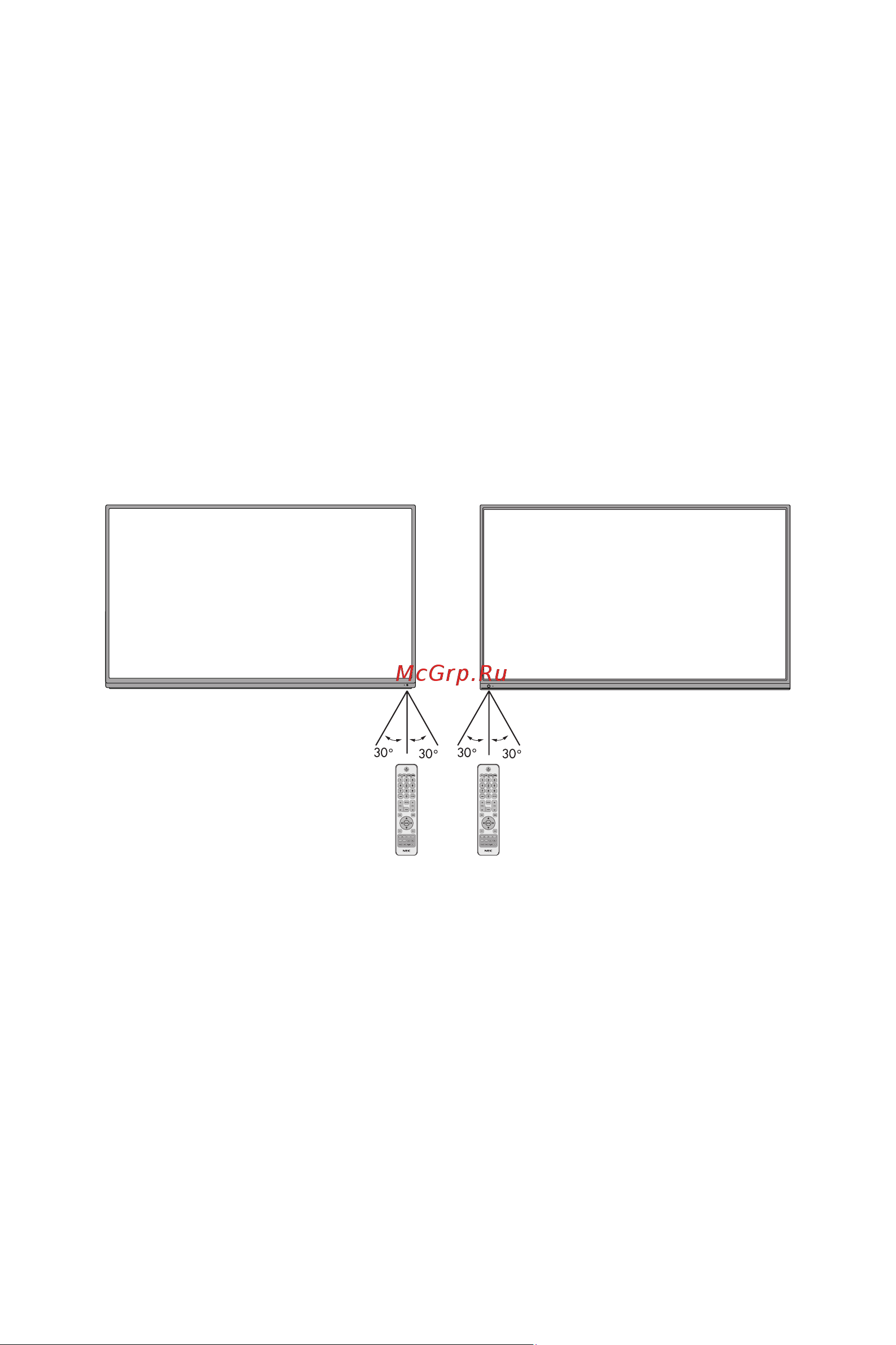 Nec MultiSync E654 [22/40] Рабочий диапазон для дистанционного управления