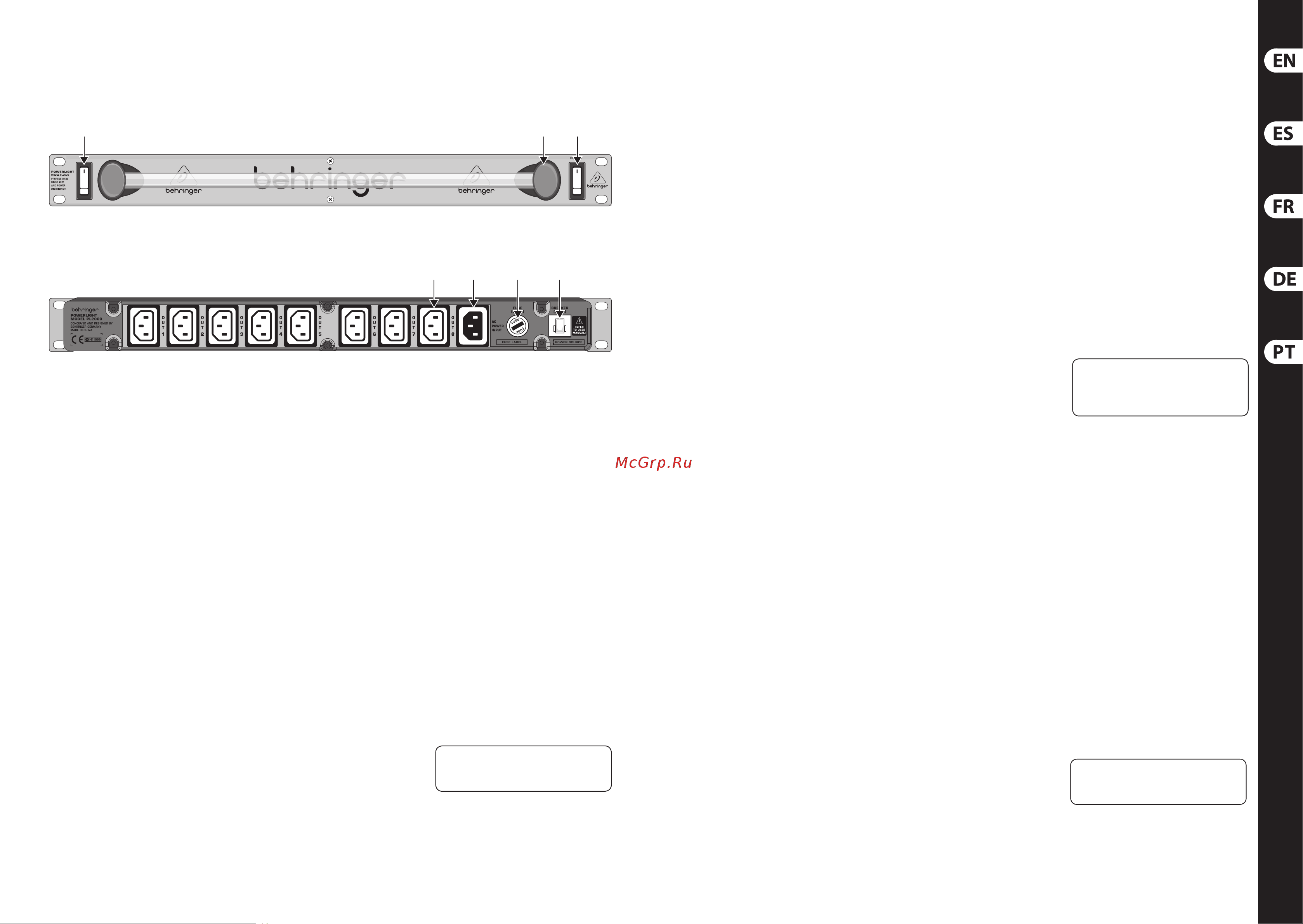 Behringer PL2000 [5/9] Powerlight pl2000 controls