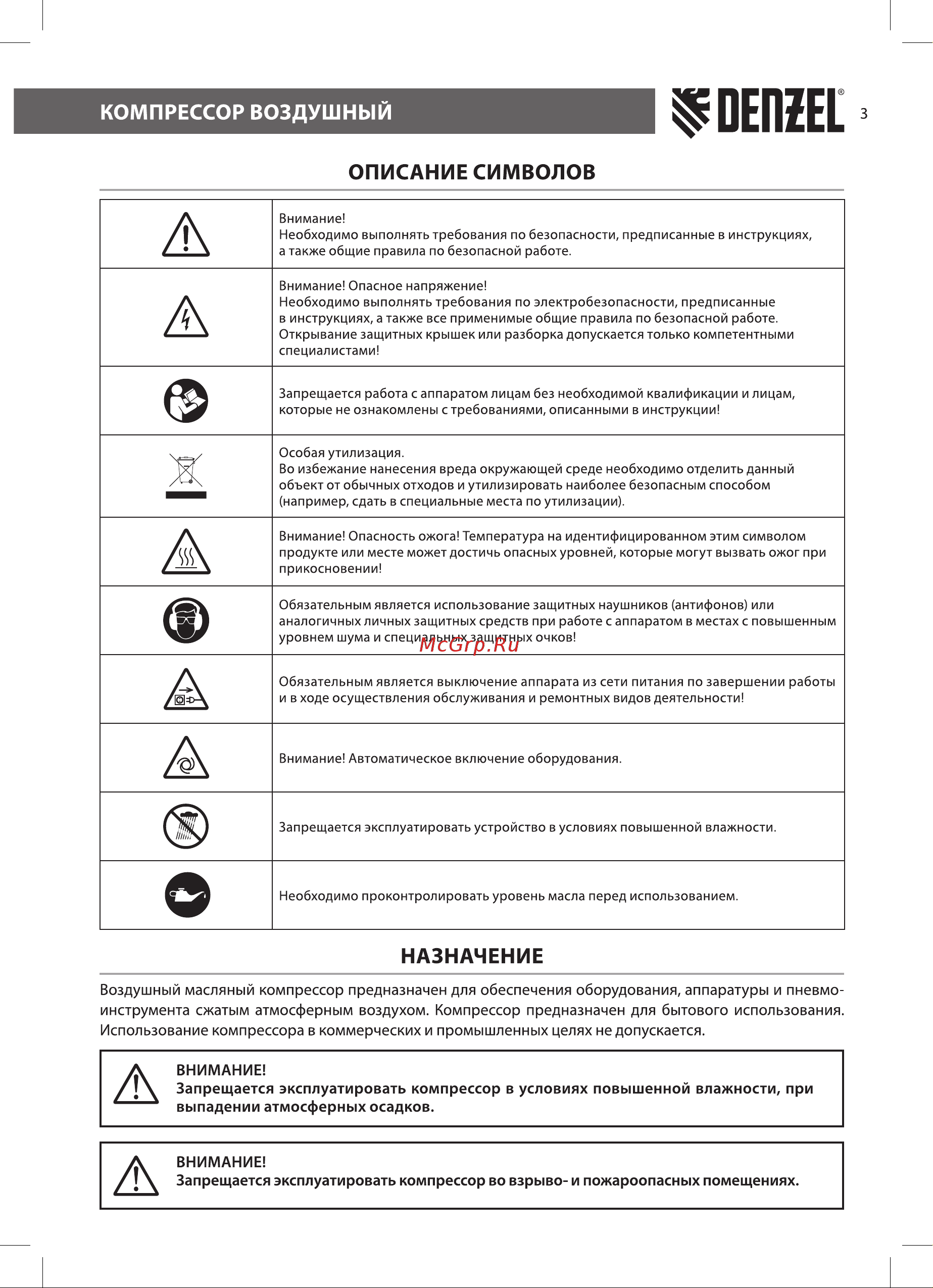 Denzel BCI4000-T/100 (58123) Инструкция по эксплуатации онлайн [3/20] 782988