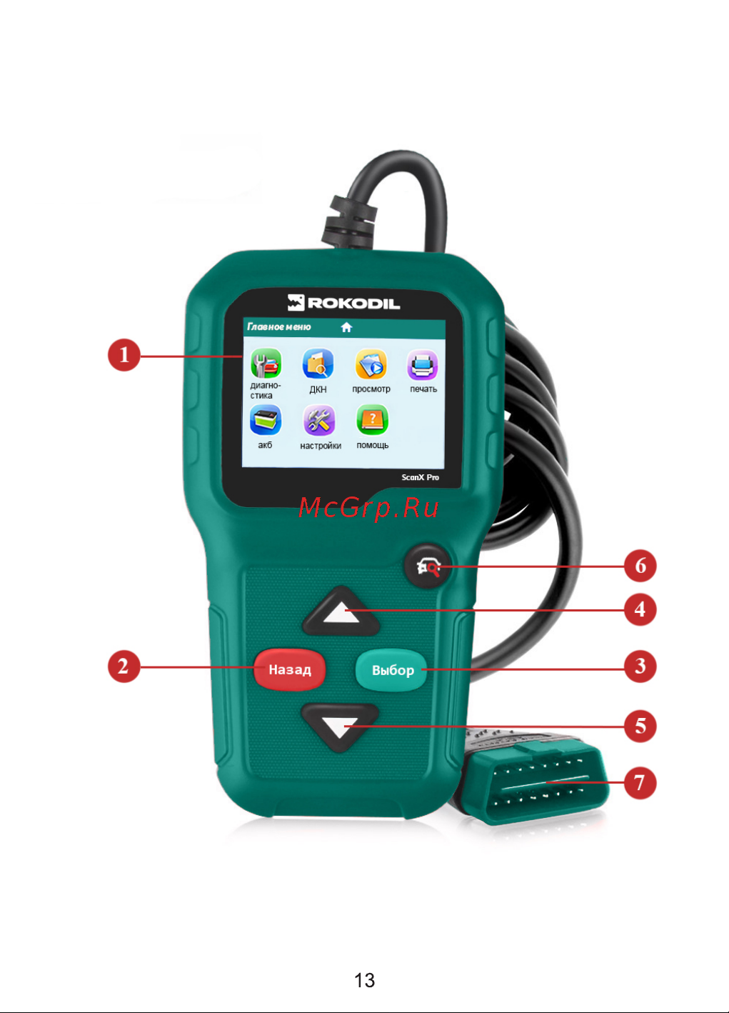 Rokodil ScanX Pro OBD2 сканер, бортовой компьютер, не elm327 1.5 Руководство по эксплуатации онлайн [13/40] 783195