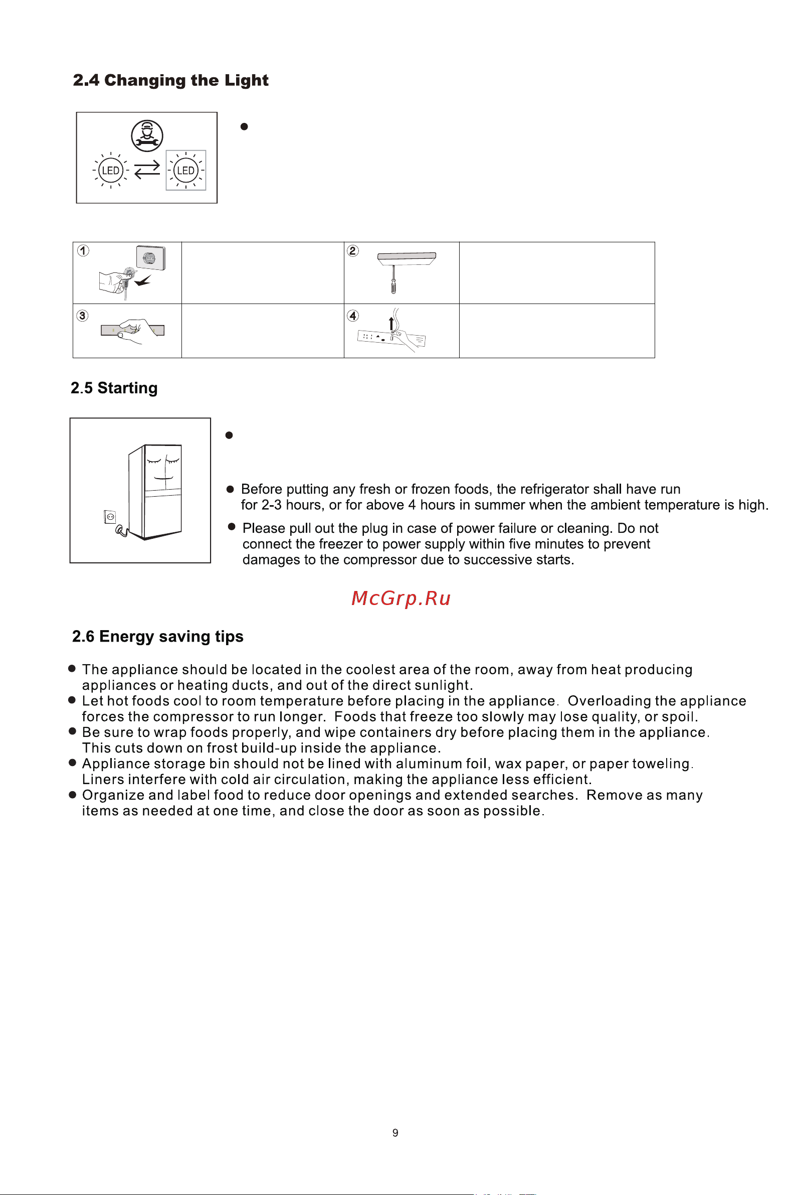 Midea MDRF631FGF34B [12/59] After transportation please let the product stay for more than 2 hours before turning on the power otherwise it will lead to a decrease in cooling capacity or a damage to t...