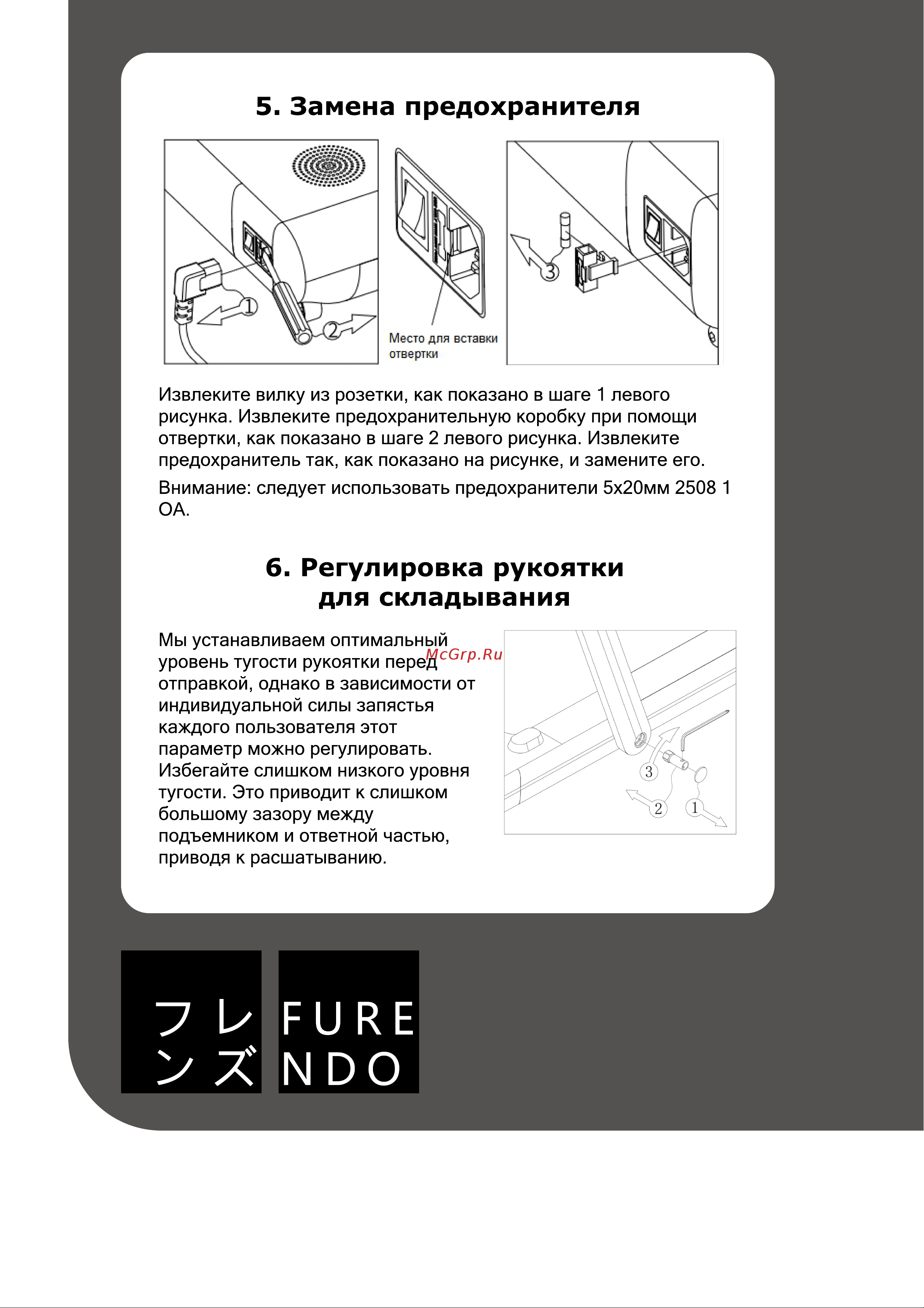 FURENDO Osaka 1.5 [17/32] Замена предохранителя