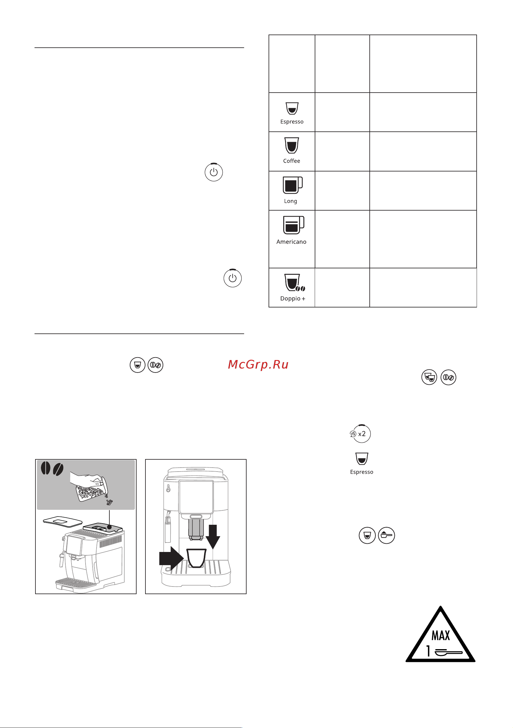 Delonghi ECAM220.22.GB [48/100] Кави з використанням