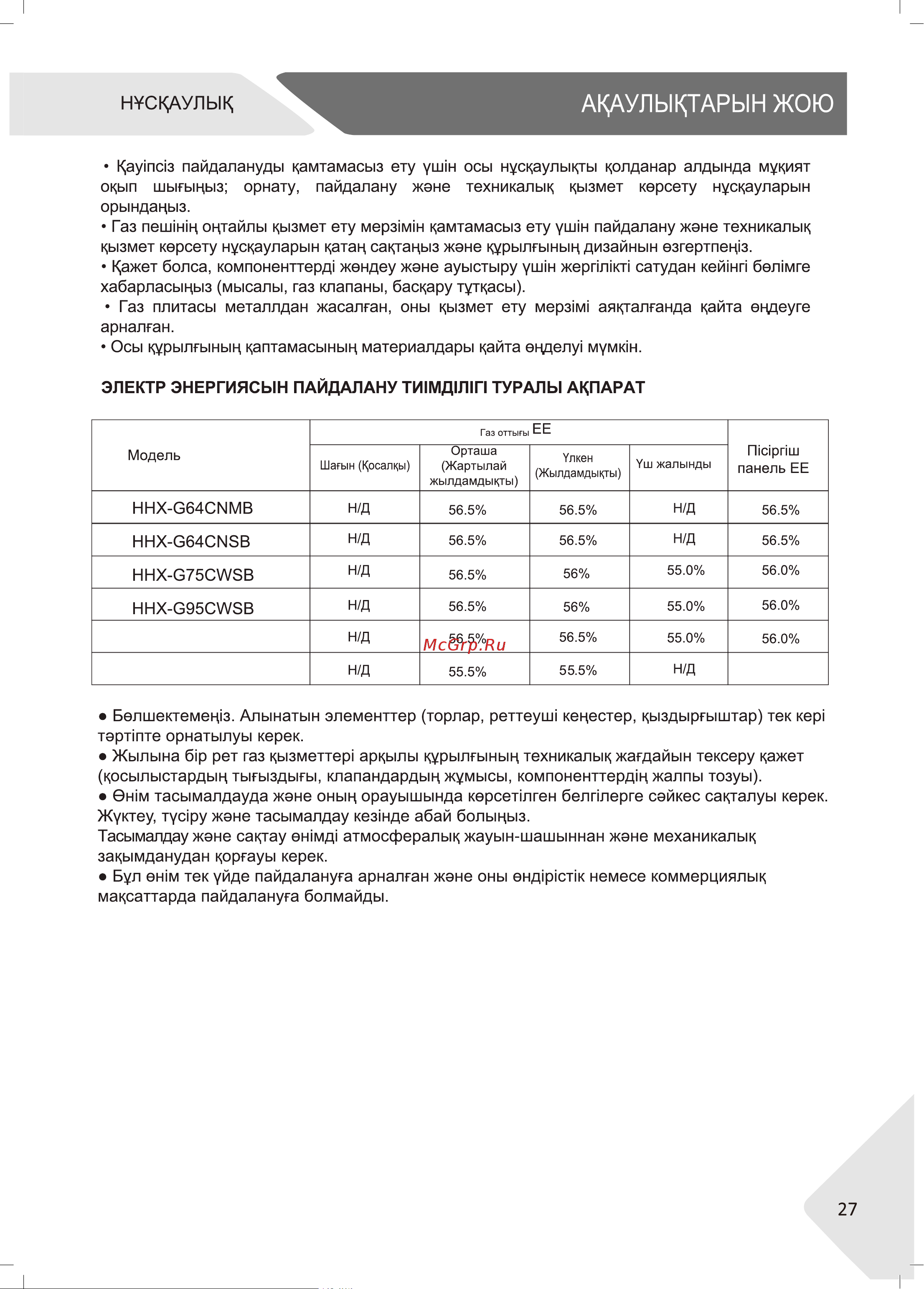 Haier HHX-G53CNMB Руководство по эксплуатации онлайн [27/46] 783476