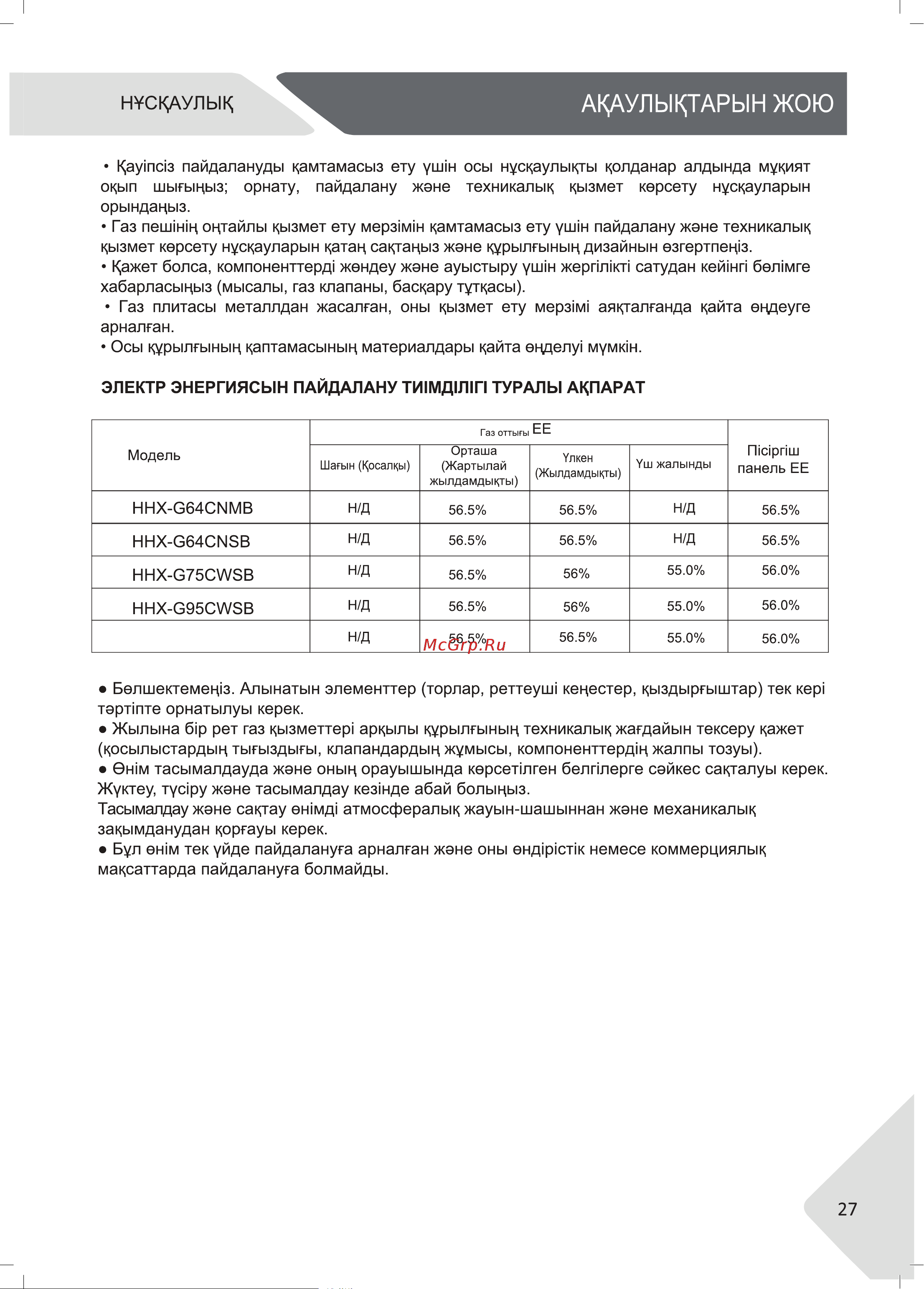 Haier HHX-G64CNSB Руководство по эксплуатации онлайн [27/46] 783484