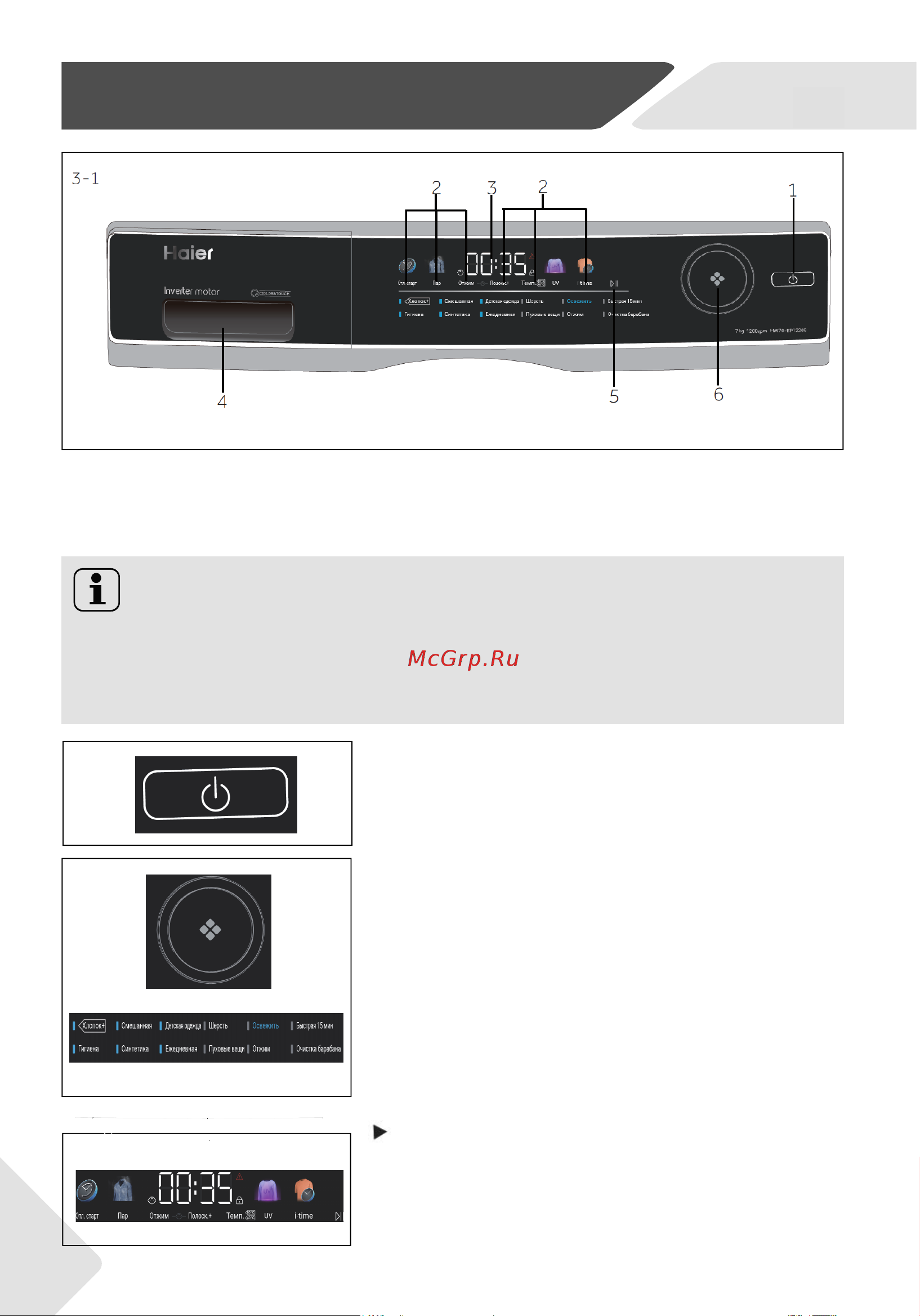 Haier HW70-BP12269S [8/100] Панель управления