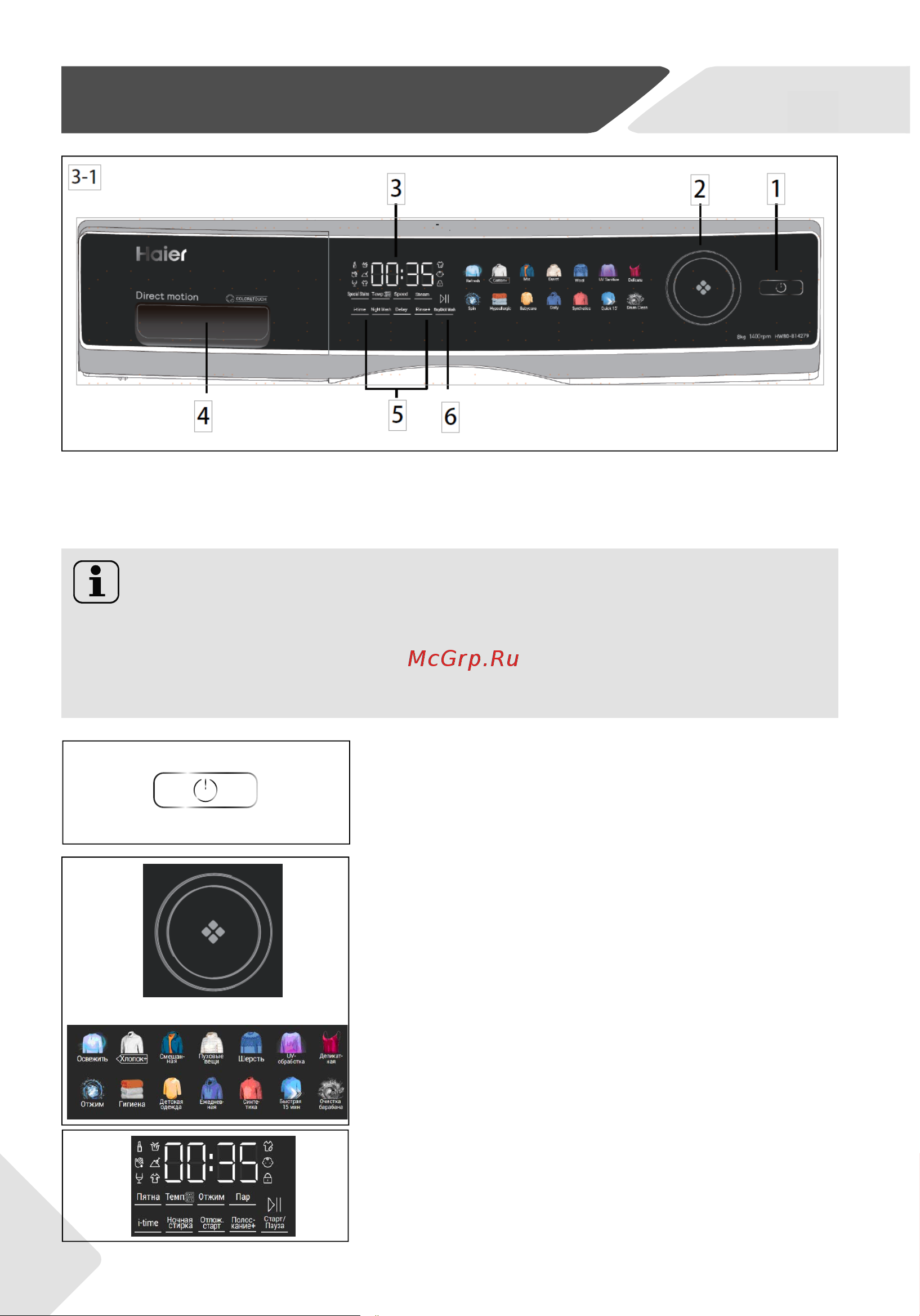 Haier HW80-B14279S [40/98] Басқару панелі