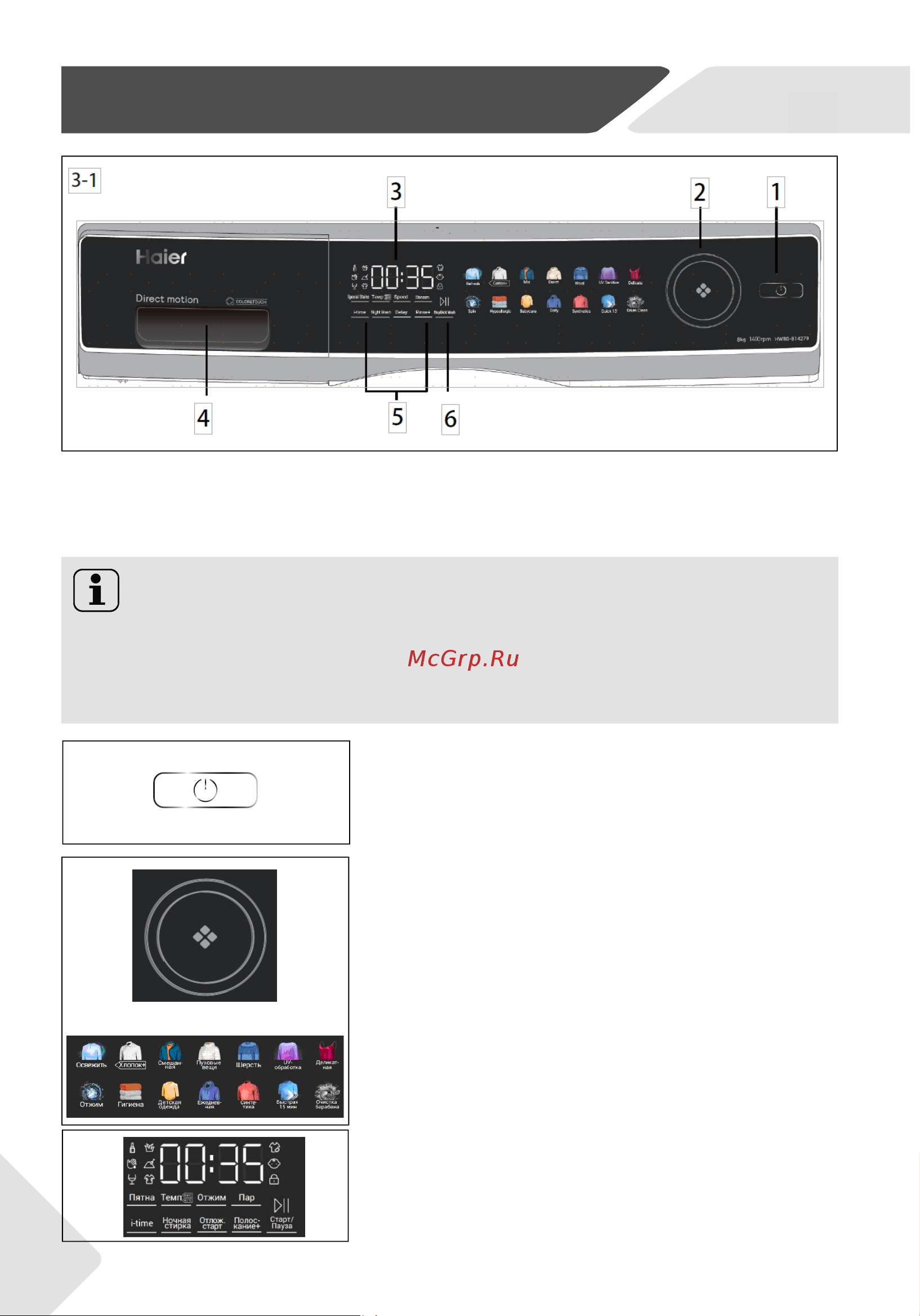 Haier HW80-B14279 [8/98] Панель управления