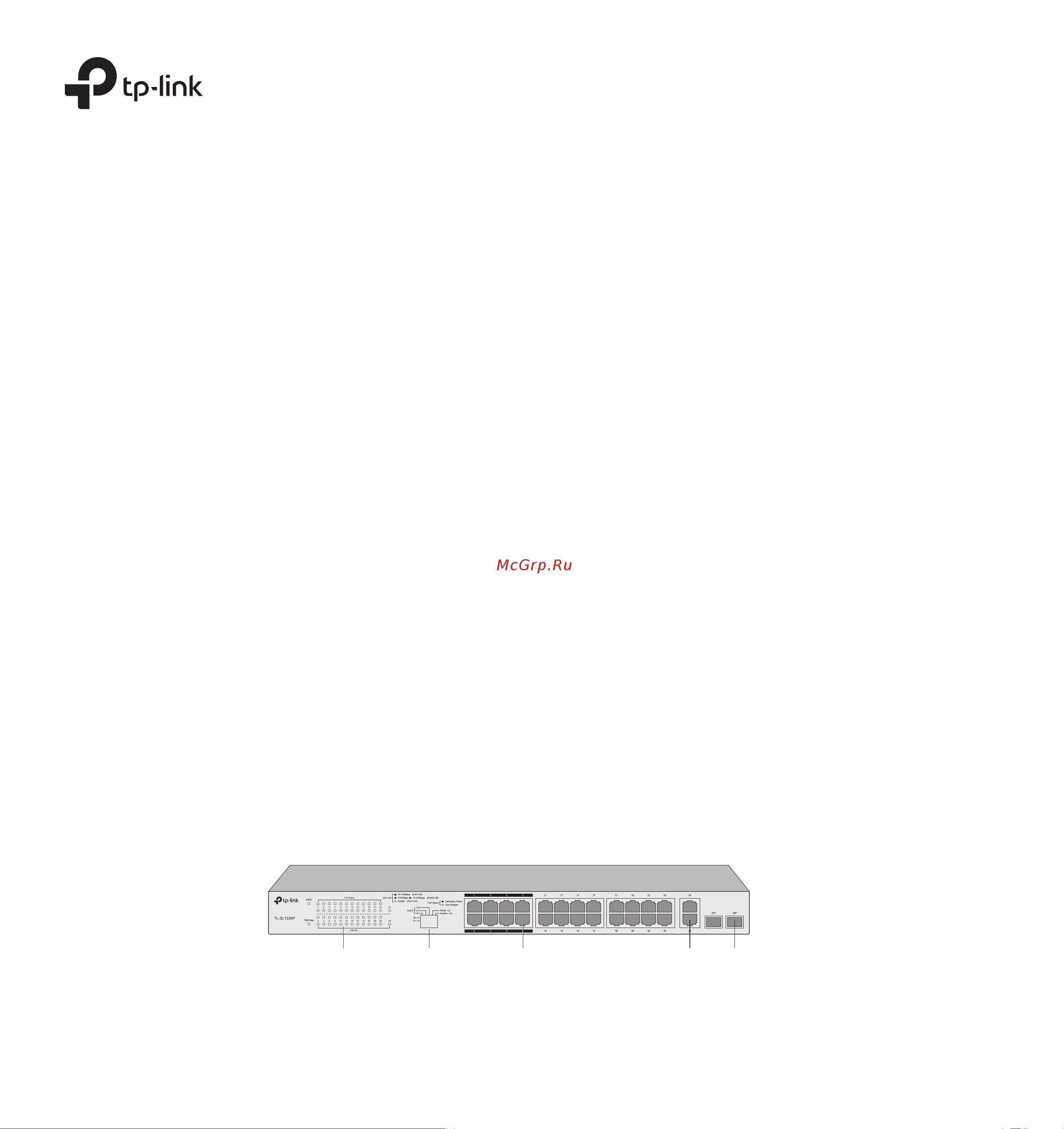 Tp-Link TL-SL1226P 24x100Mb 2G 24PoE+ 250W неуправляемый Руководство по эксплуатации онлайн