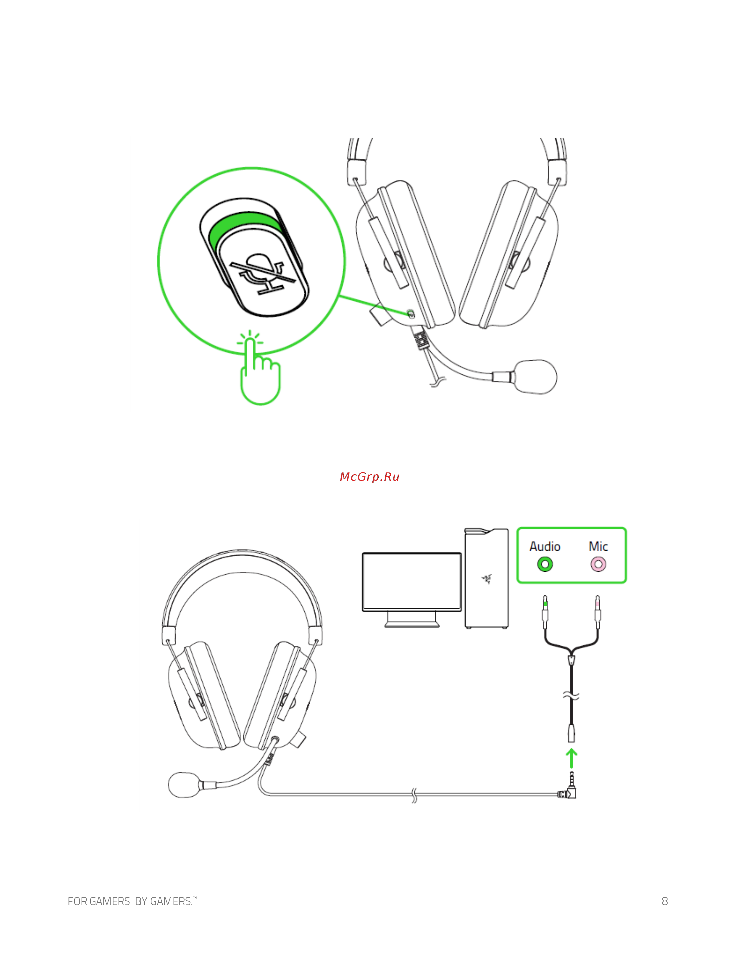 Razer Blackshark V2 X RZ04-03240700-R3M1 [9/13] Использование кнопки выключения микрофона