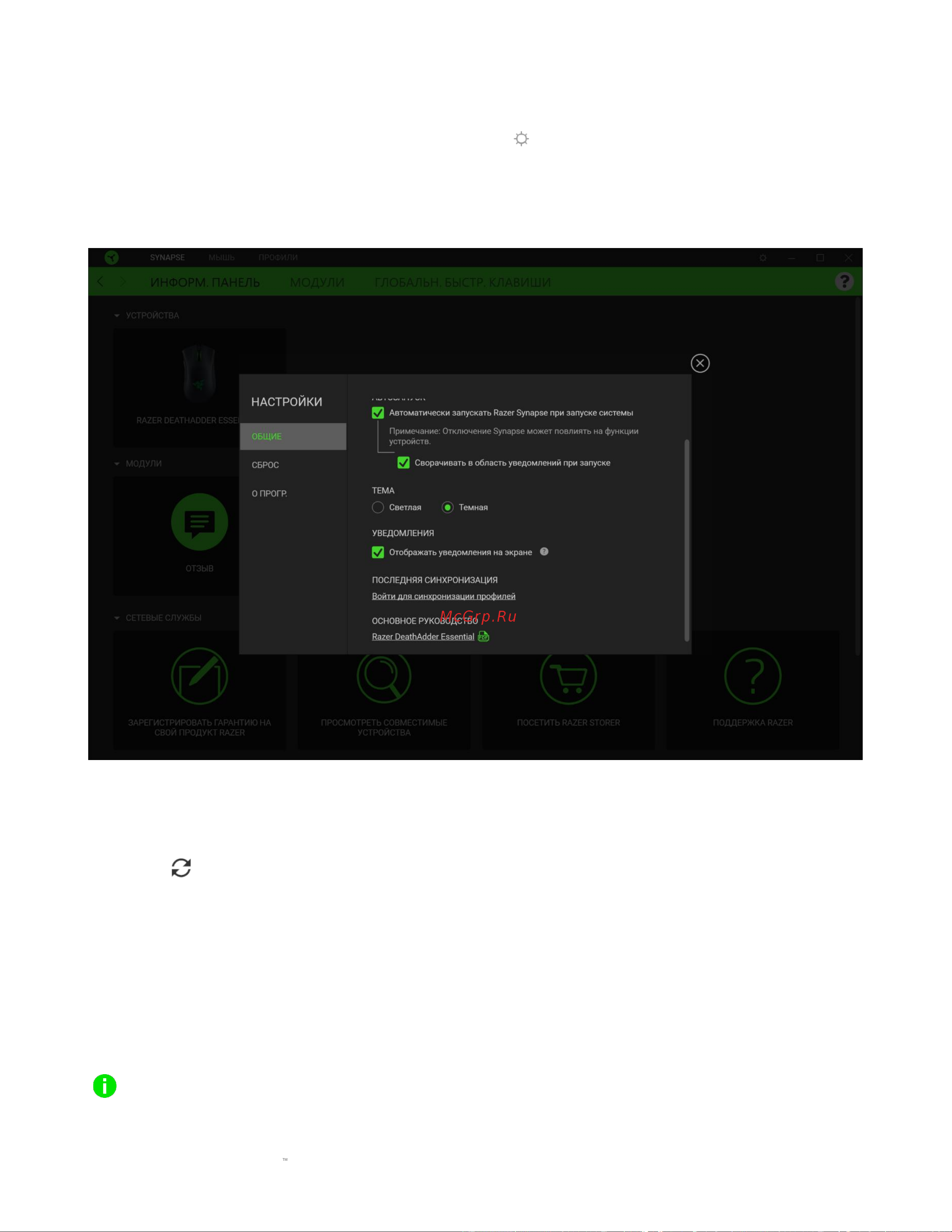 Razer DeathAdder Essential (RZ01-03850100-R3M1) [22/27] Окно настройки