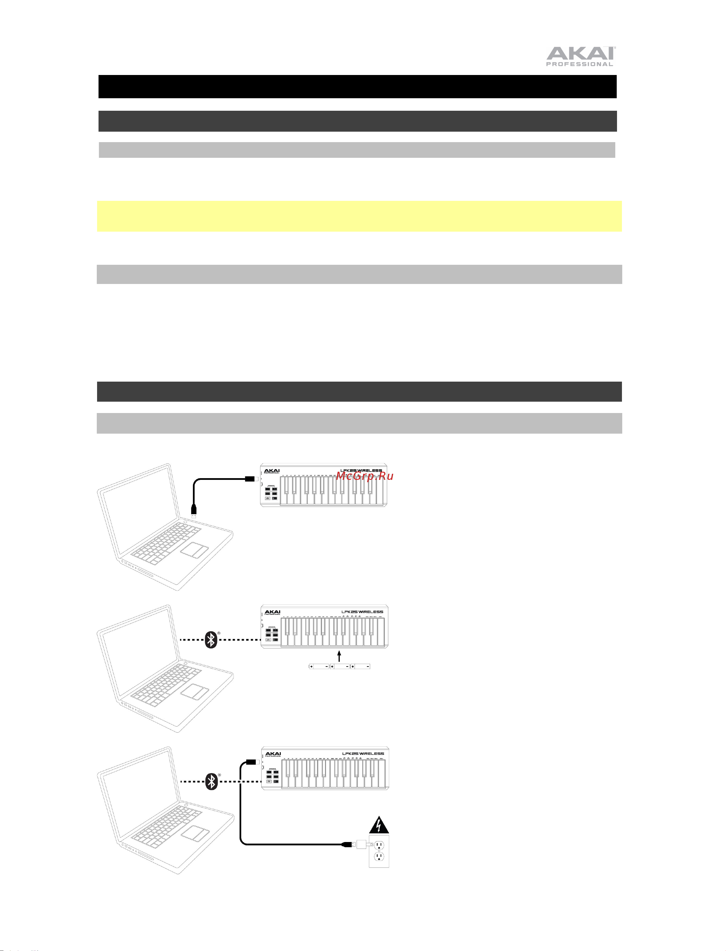 AKAI PRO LPK25 Wireless [2/7] Краткое руководство